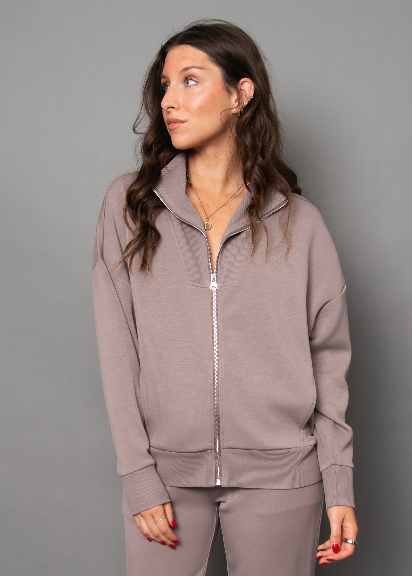 ZULA SOFT KNIT ZIP UP - FOG