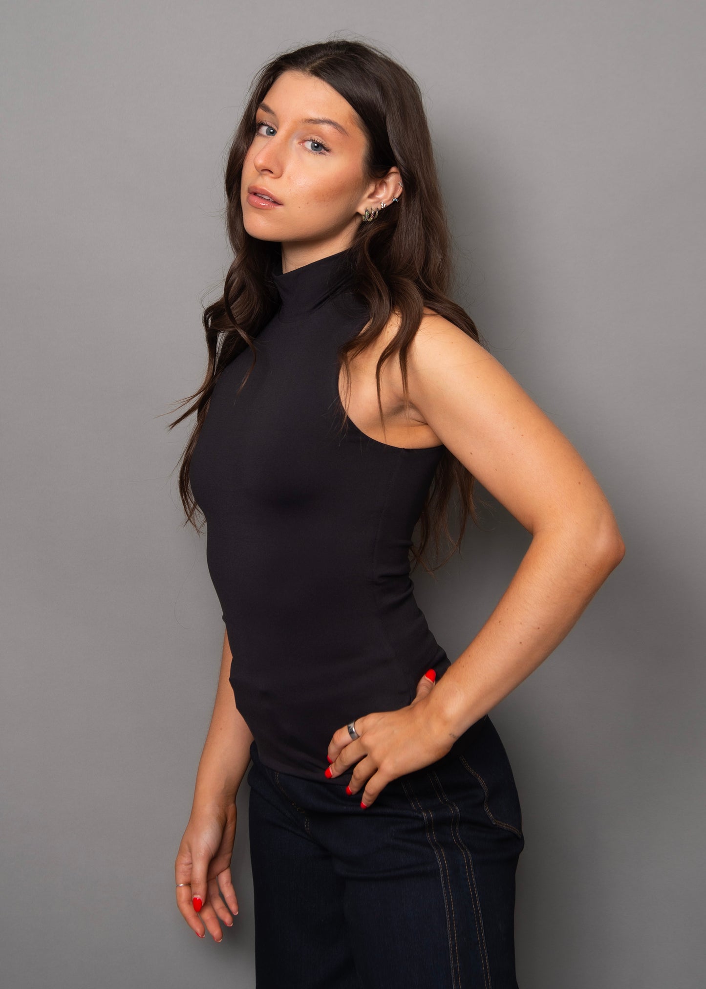 MIKA MOCK NECK TOP - BLACK