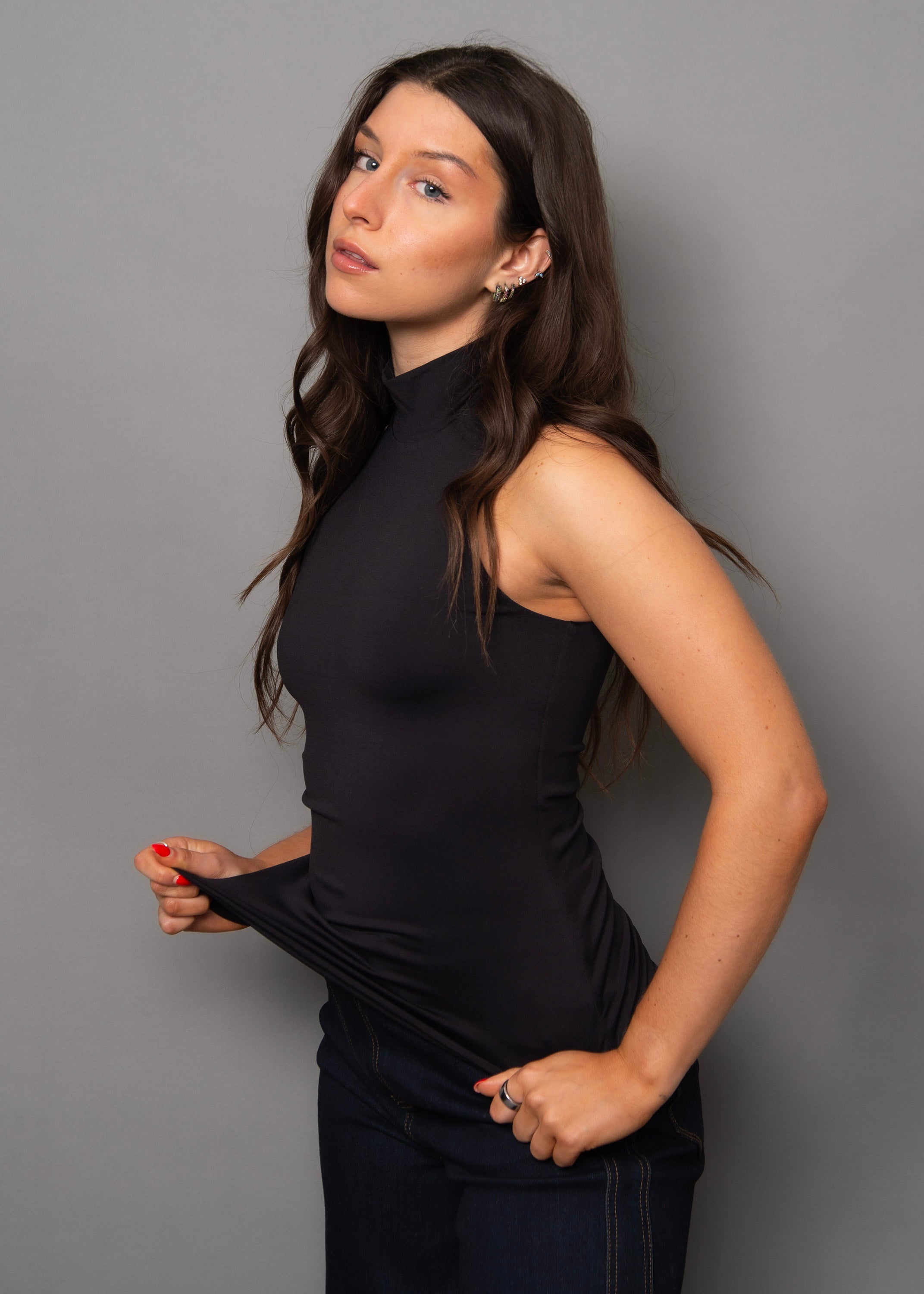 MIKA MOCK NECK TOP - BLACK