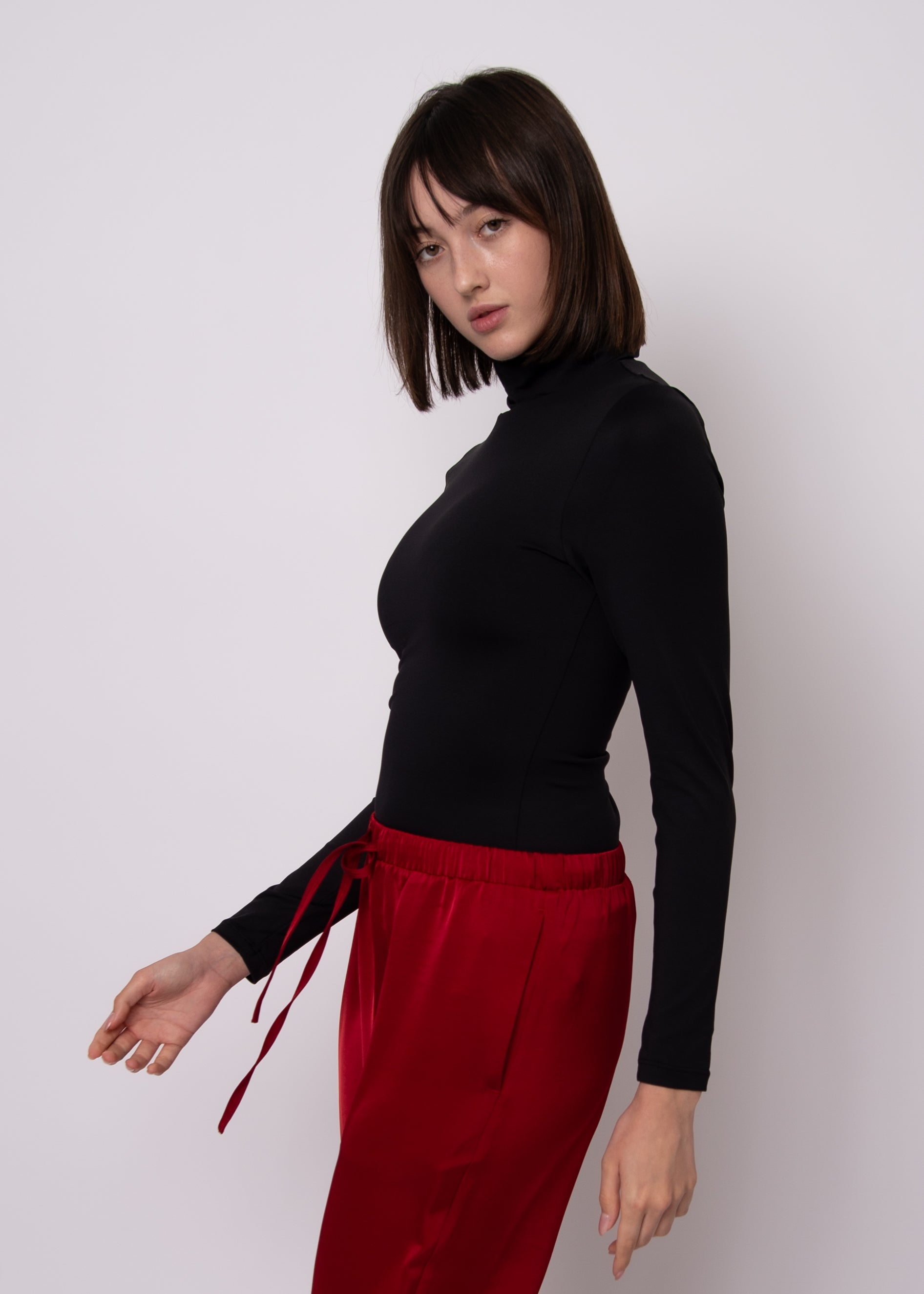 TERESA TURTLE NECK TOP - BLACK