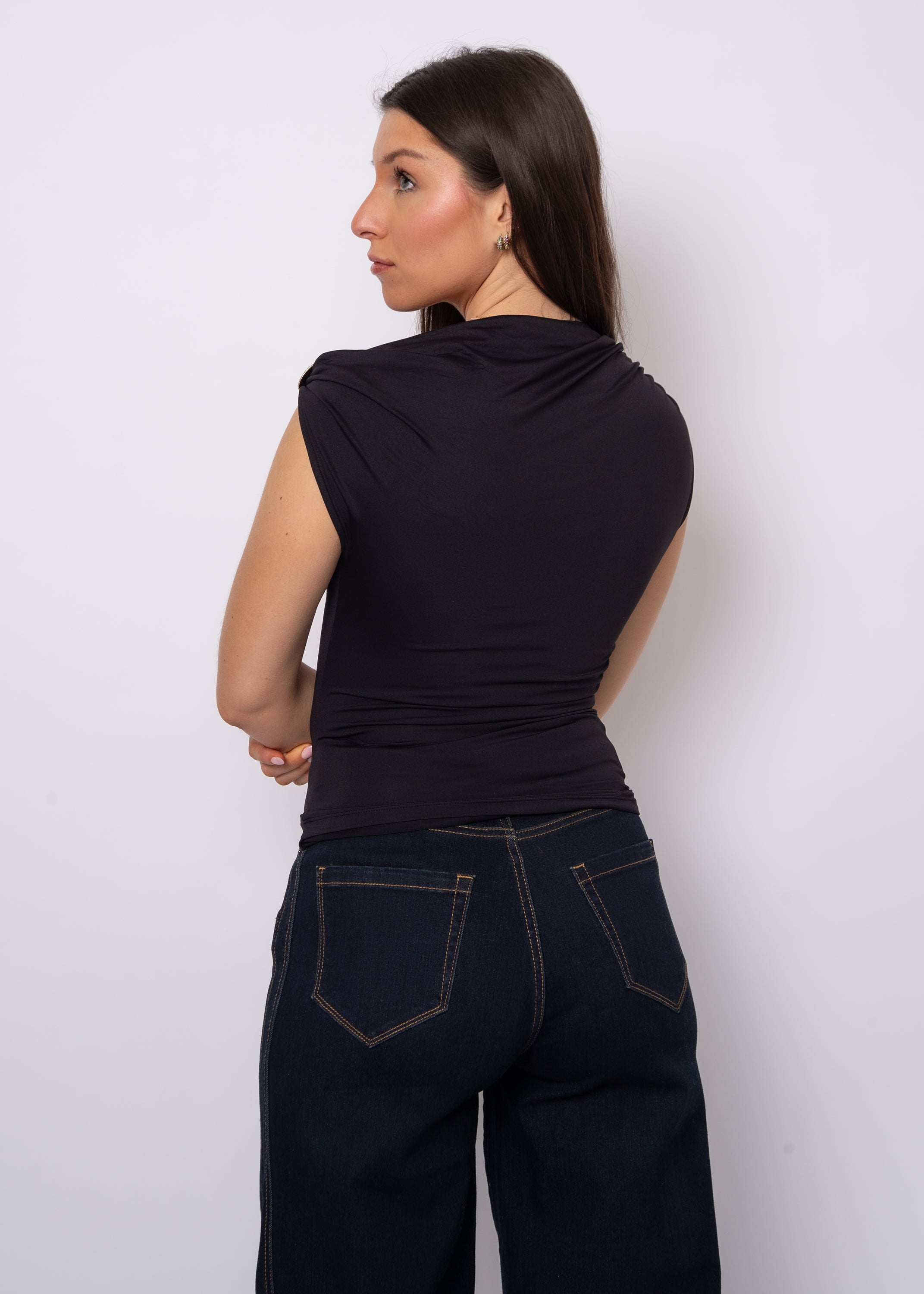 DAMIAN ASYMMETRIC TOP - BLACK