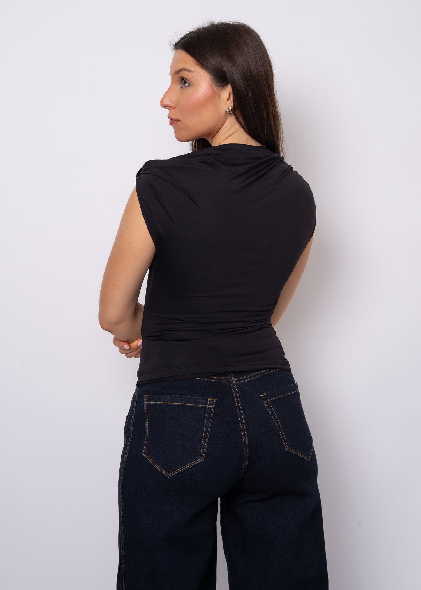 DAMIAN ASYMMETRIC TOP - BLACK