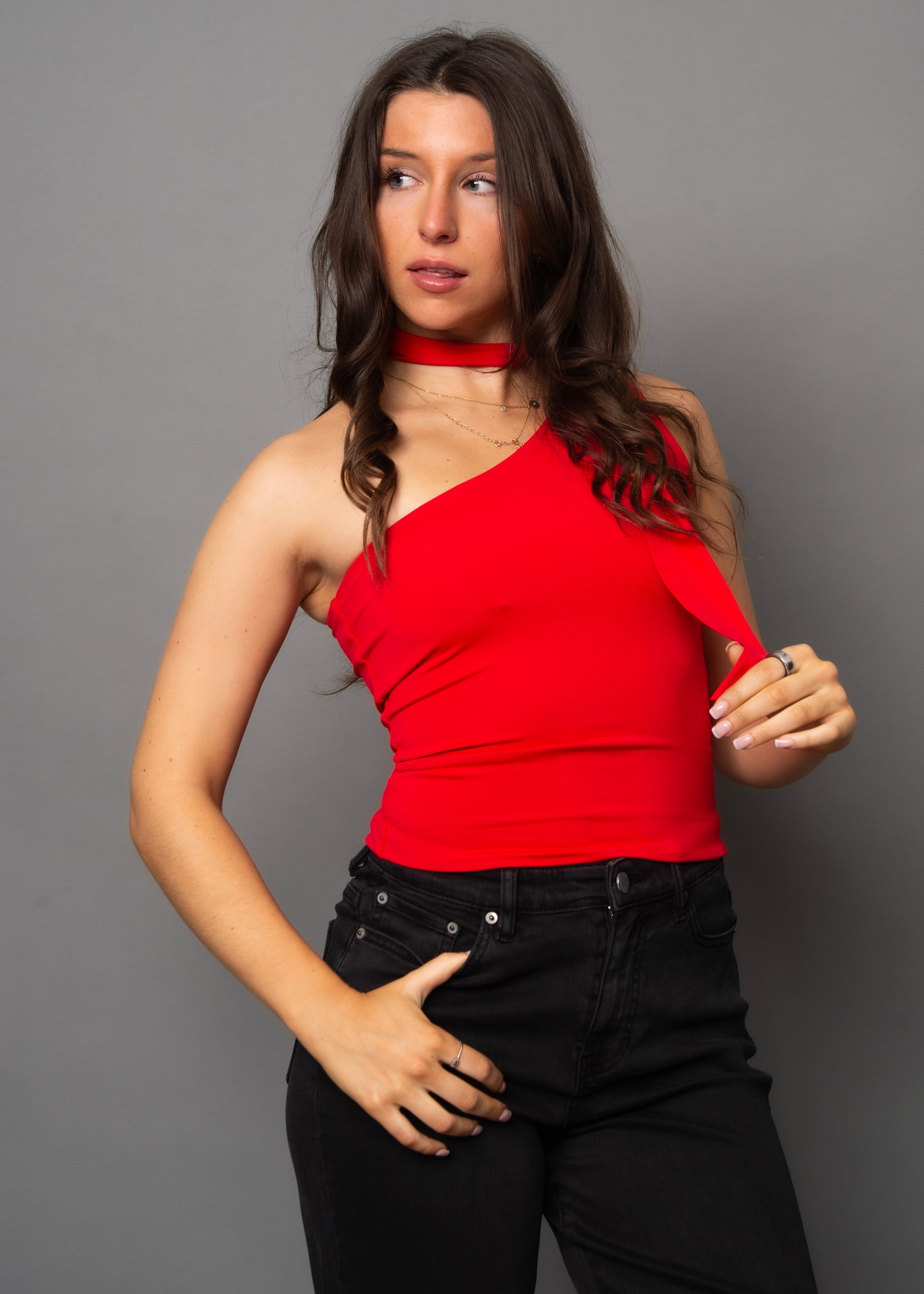SUNNY NECK TIE TOP - RED