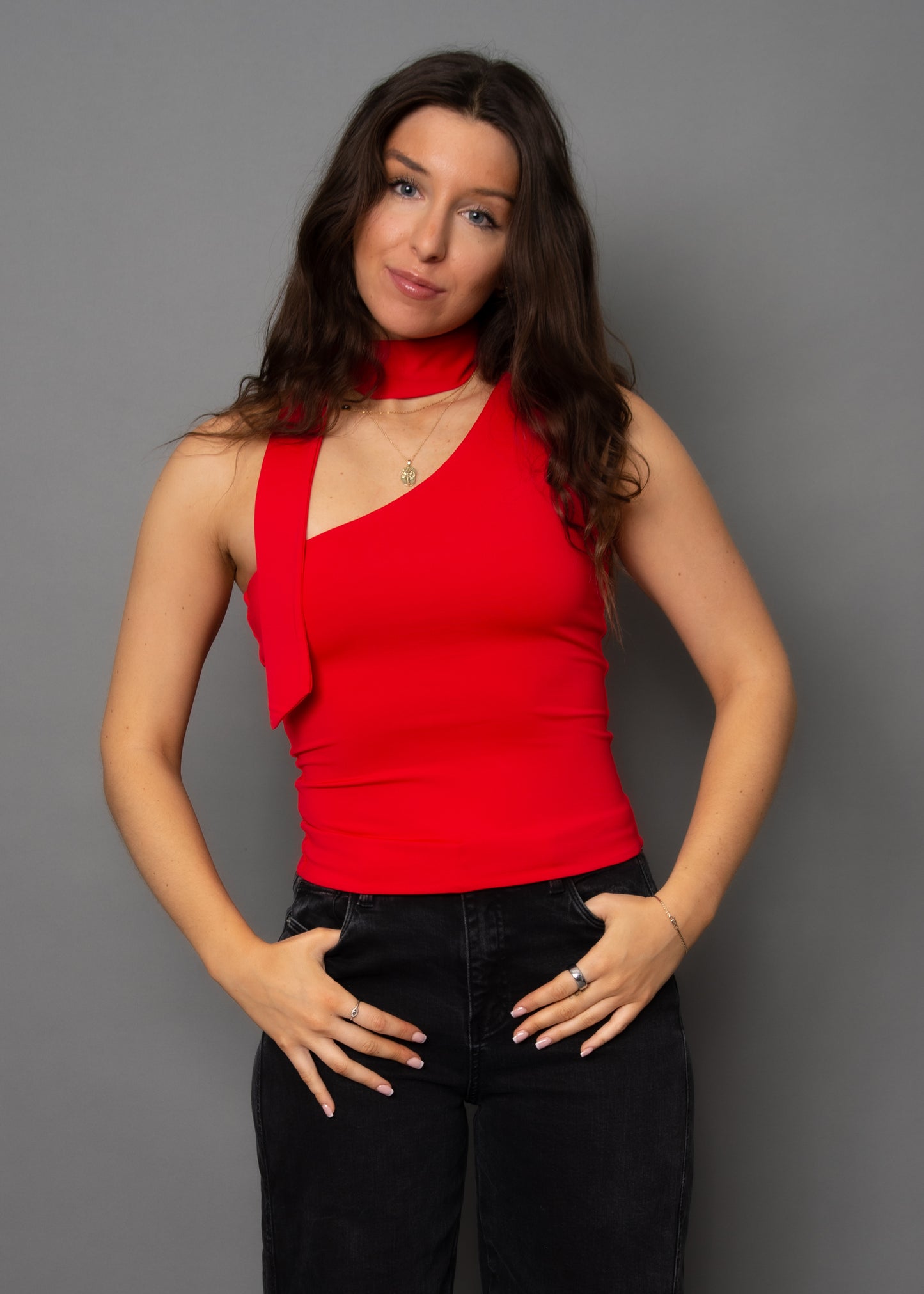 SUNNY NECK TIE TOP - RED