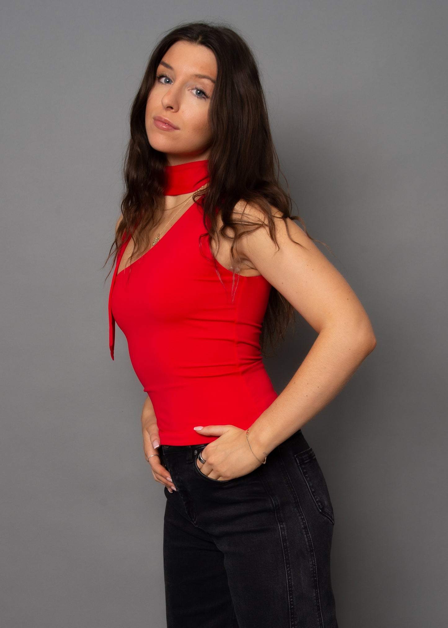 SUNNY NECK TIE TOP - RED