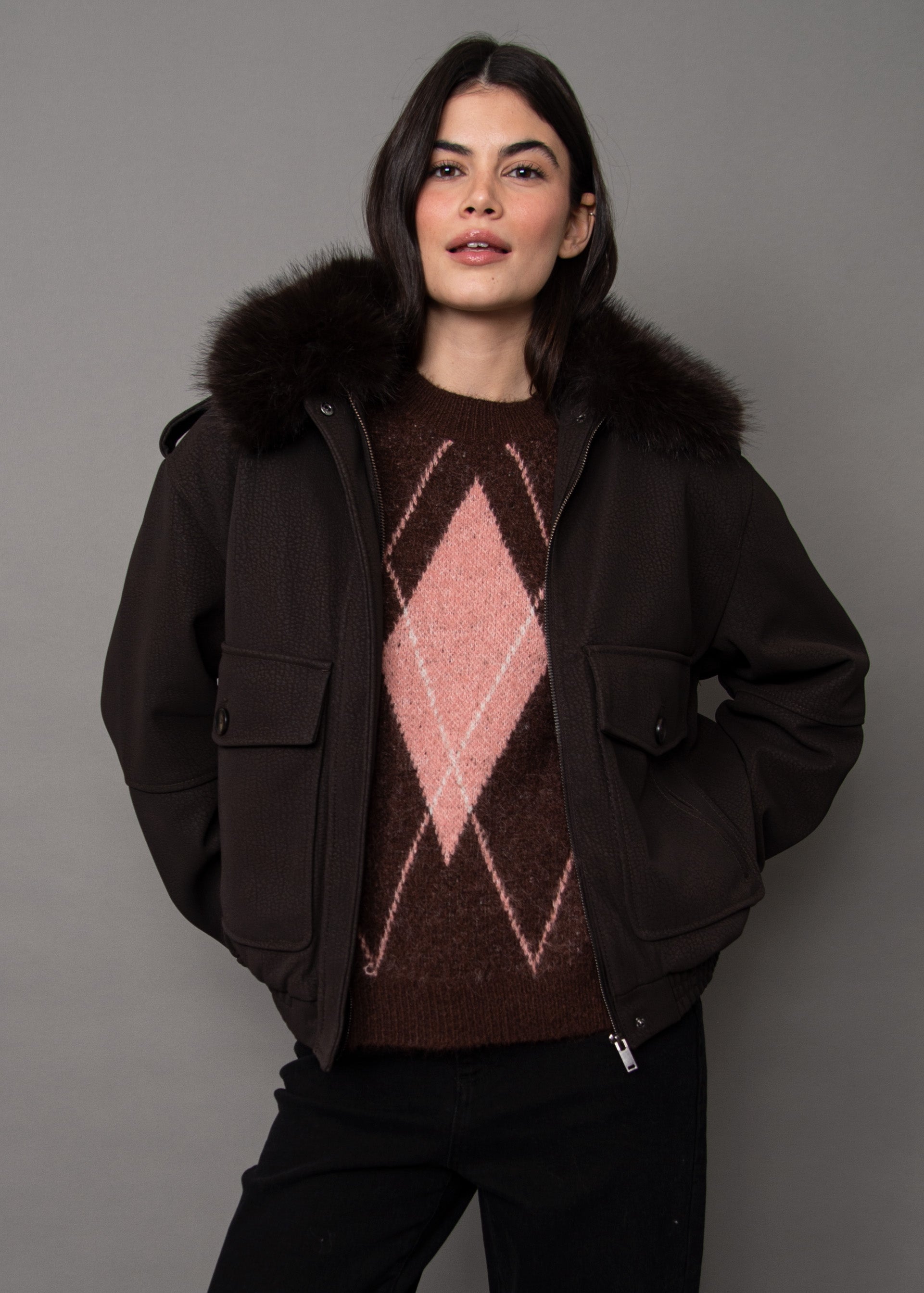 MIKAYA FUR COLLAR JACKET