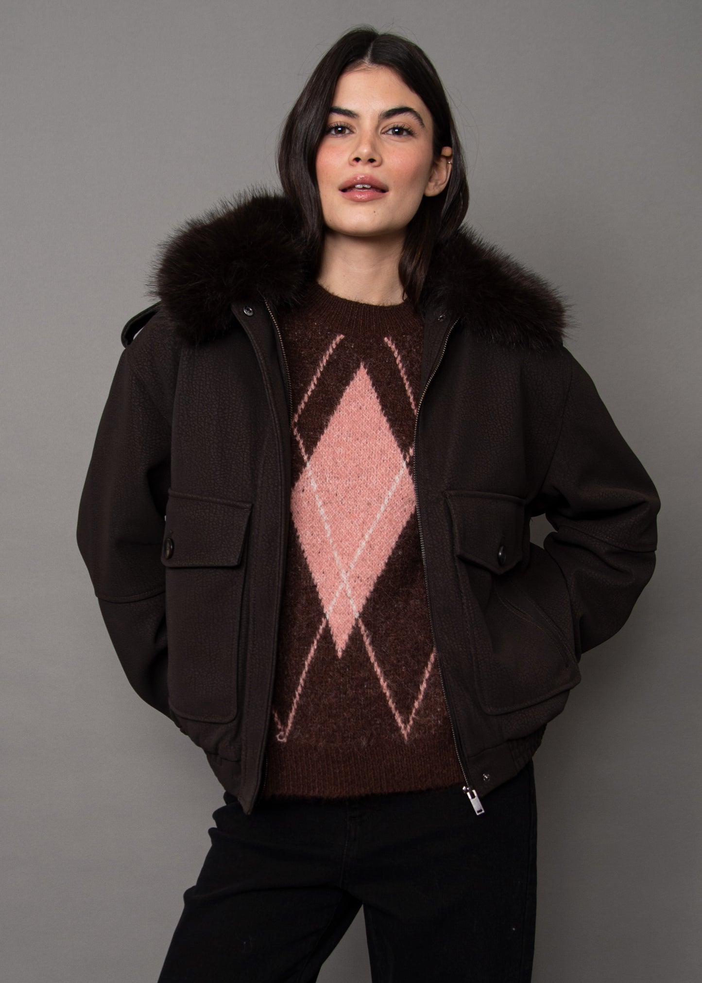 MIKAYA FUR COLLAR JACKET