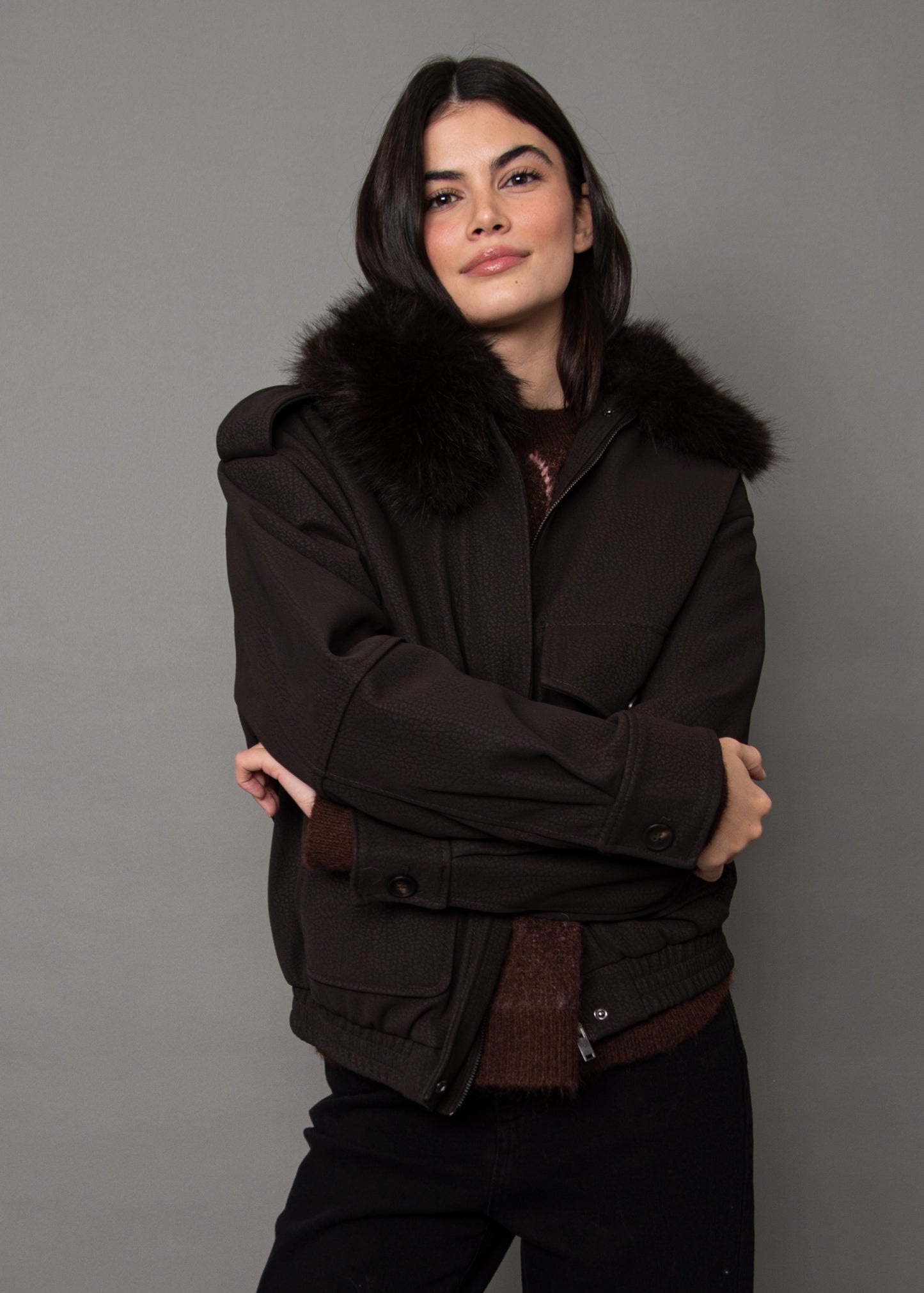 MIKAYA FUR COLLAR JACKET