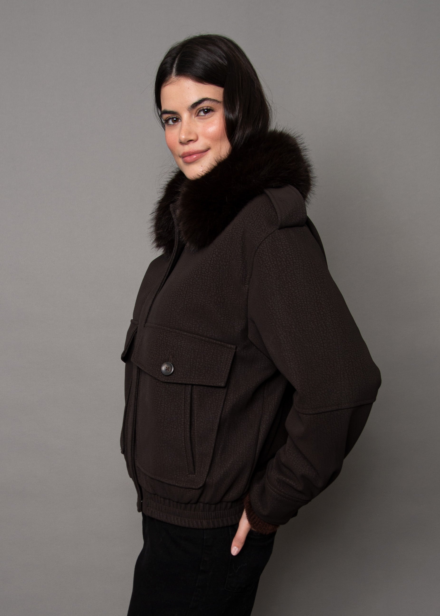 MIKAYA FUR COLLAR JACKET