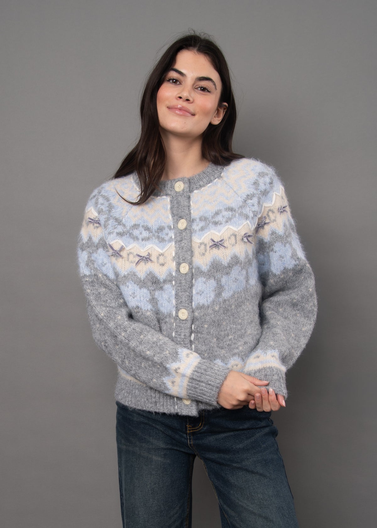 FAIRISLE BOW CARDIGAN