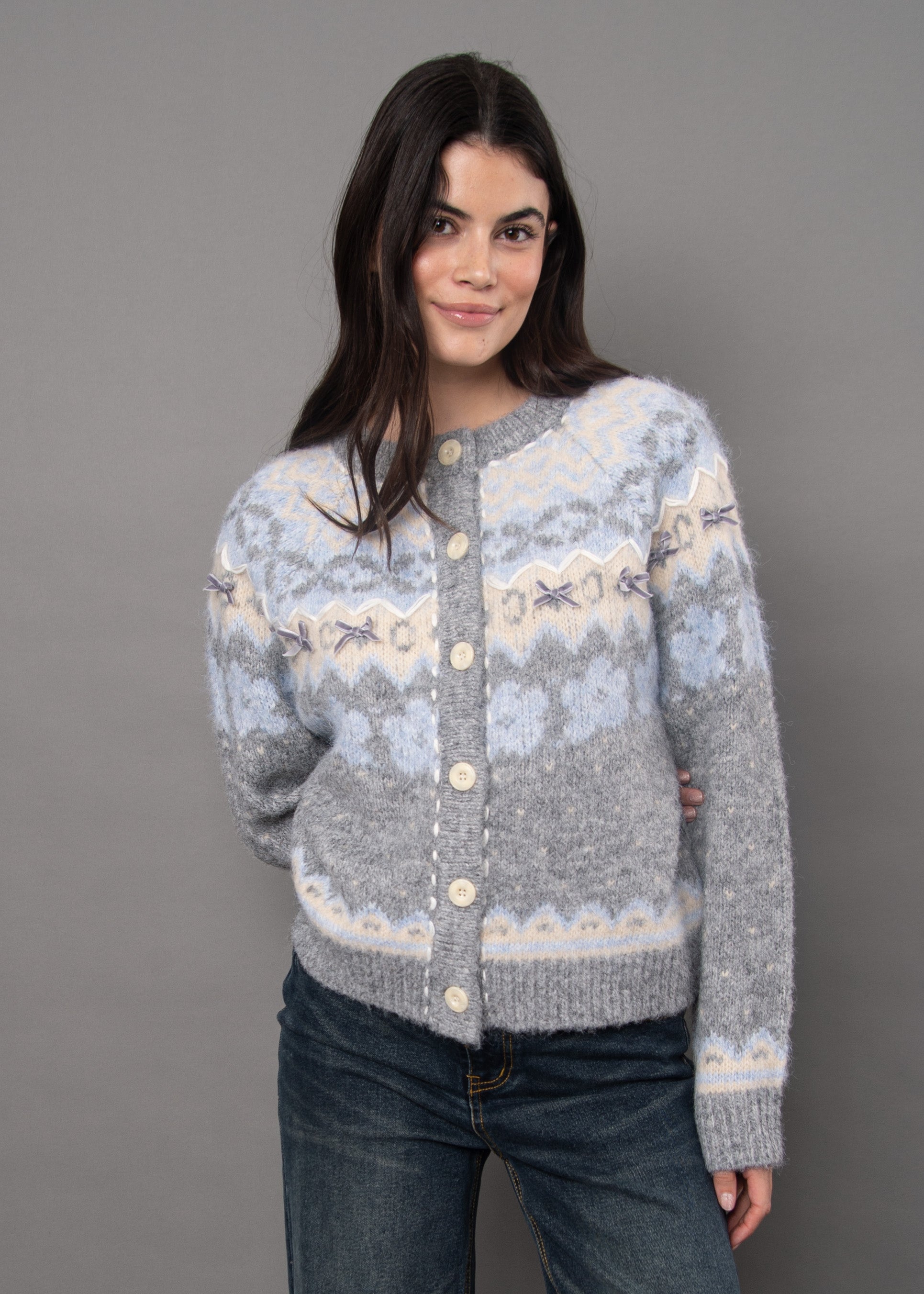 FAIRISLE BOW CARDIGAN