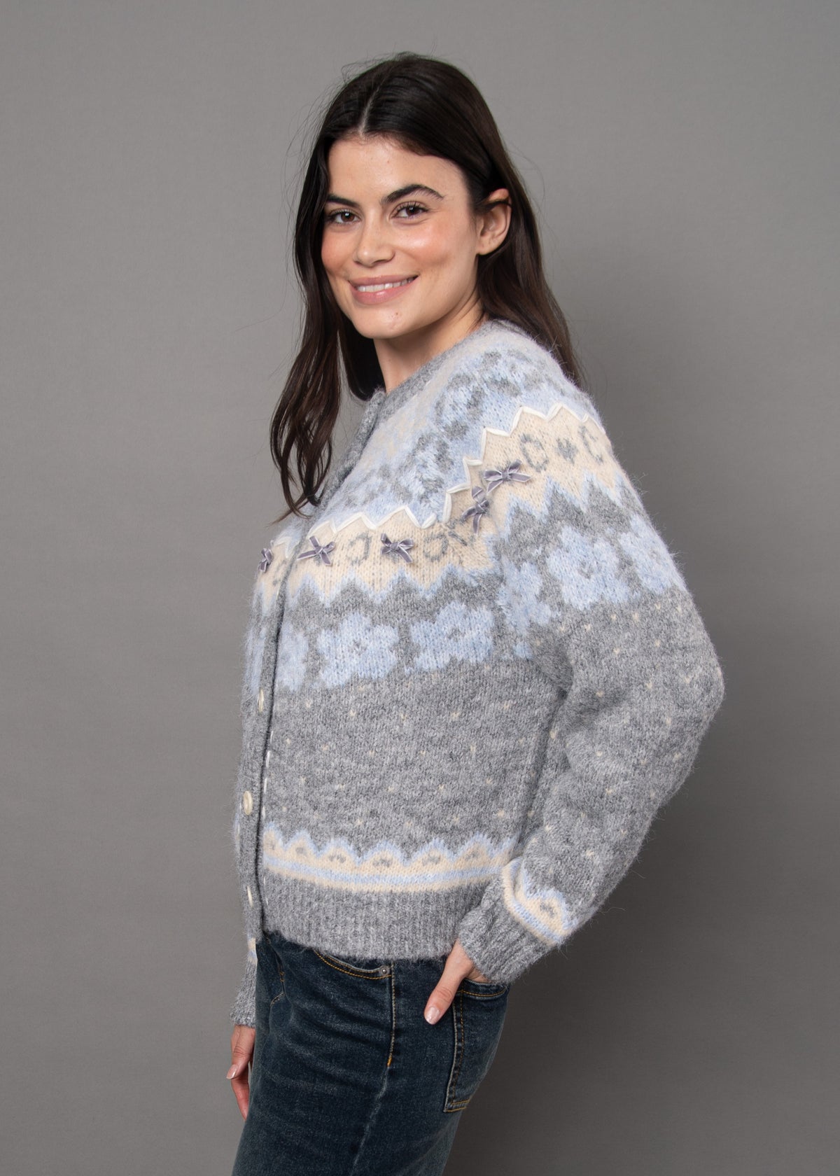 FAIRISLE BOW CARDIGAN