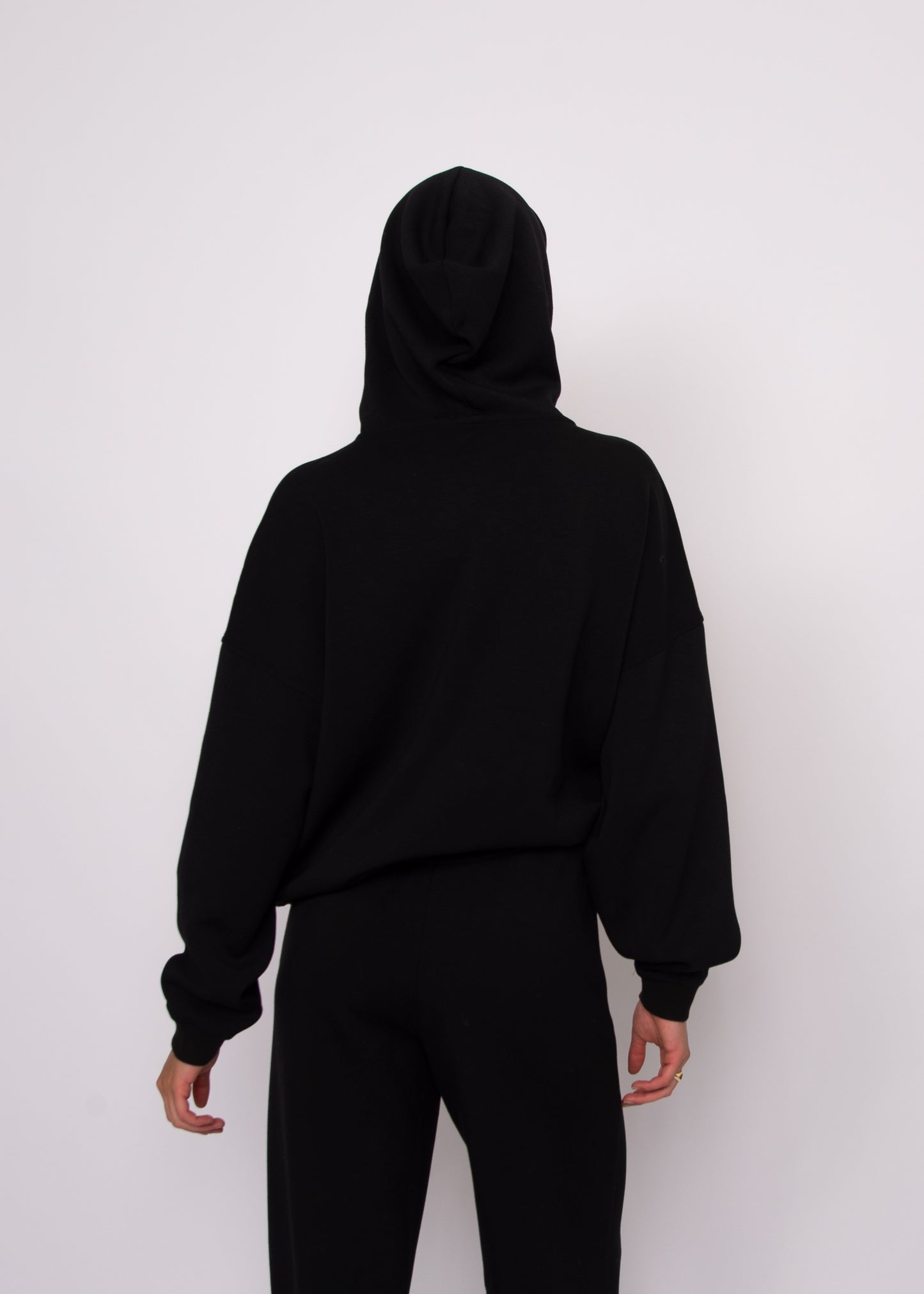 HALANA SOFT KNIT HOODIE - BLACK