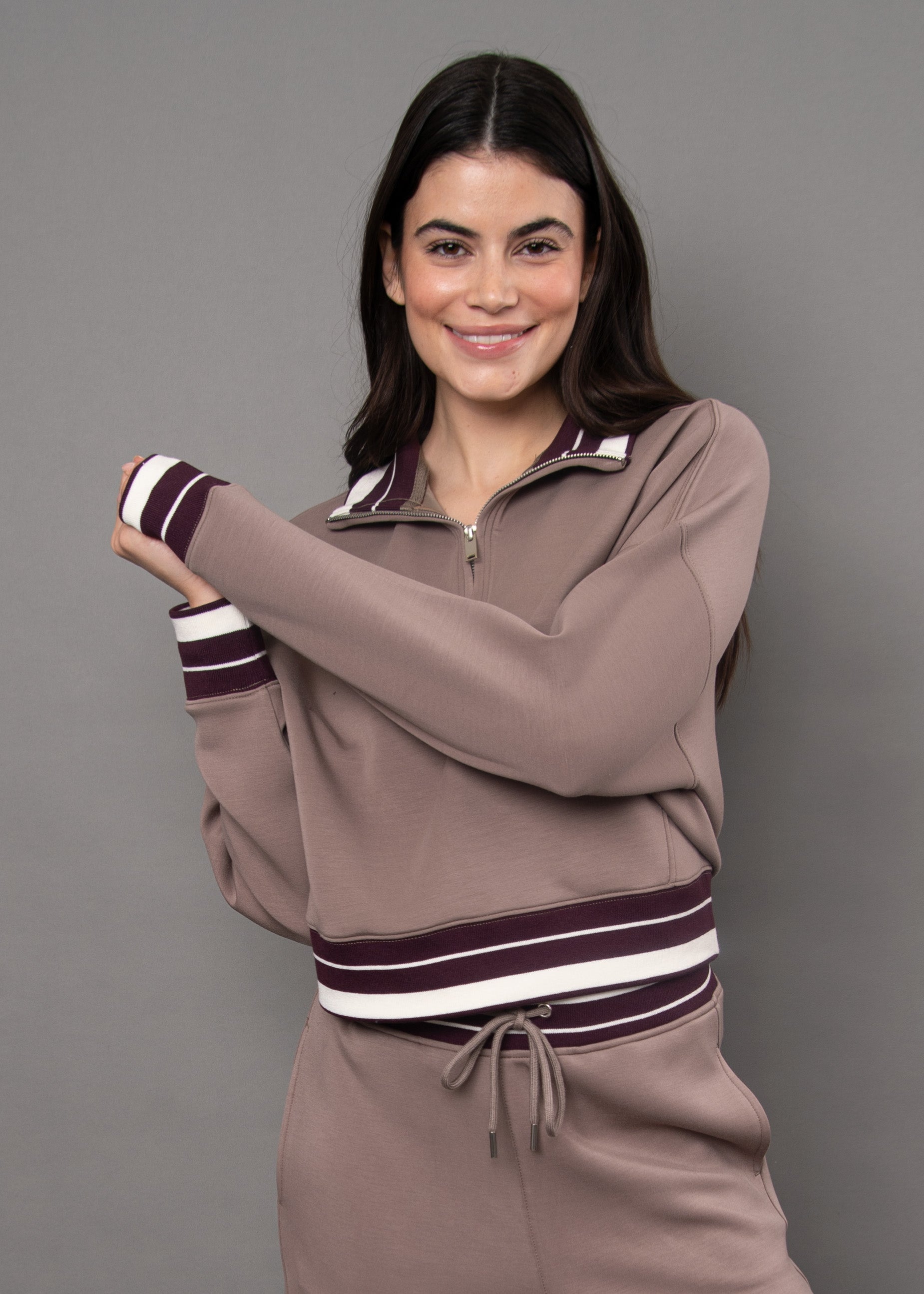 MAILYN SOFT KNIT QUARTER ZIP - MOONROCK