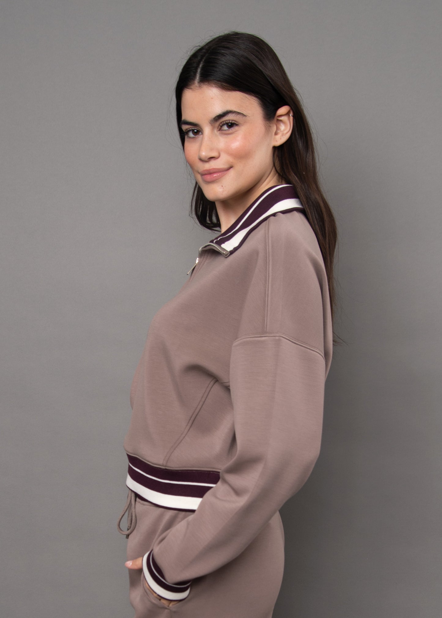 MAILYN SOFT KNIT QUARTER ZIP - MOONROCK