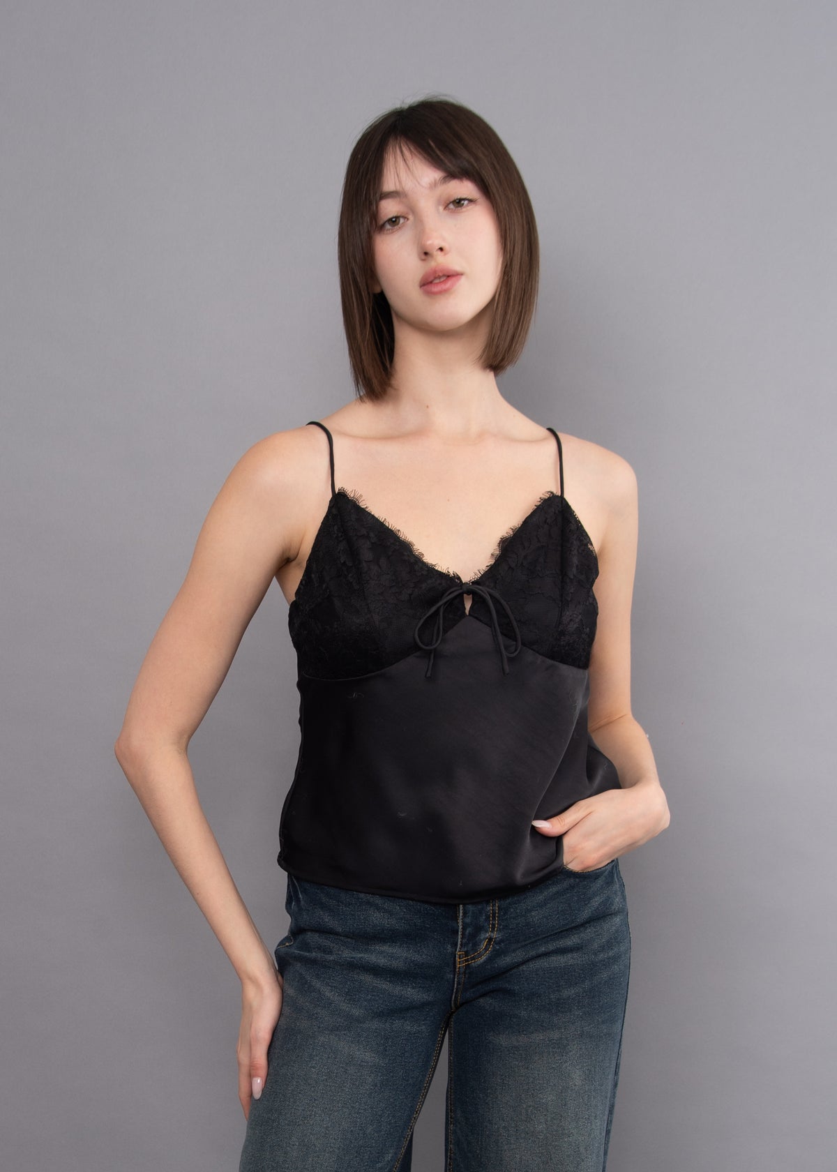 MARLI SATIN CAMI - BLACK