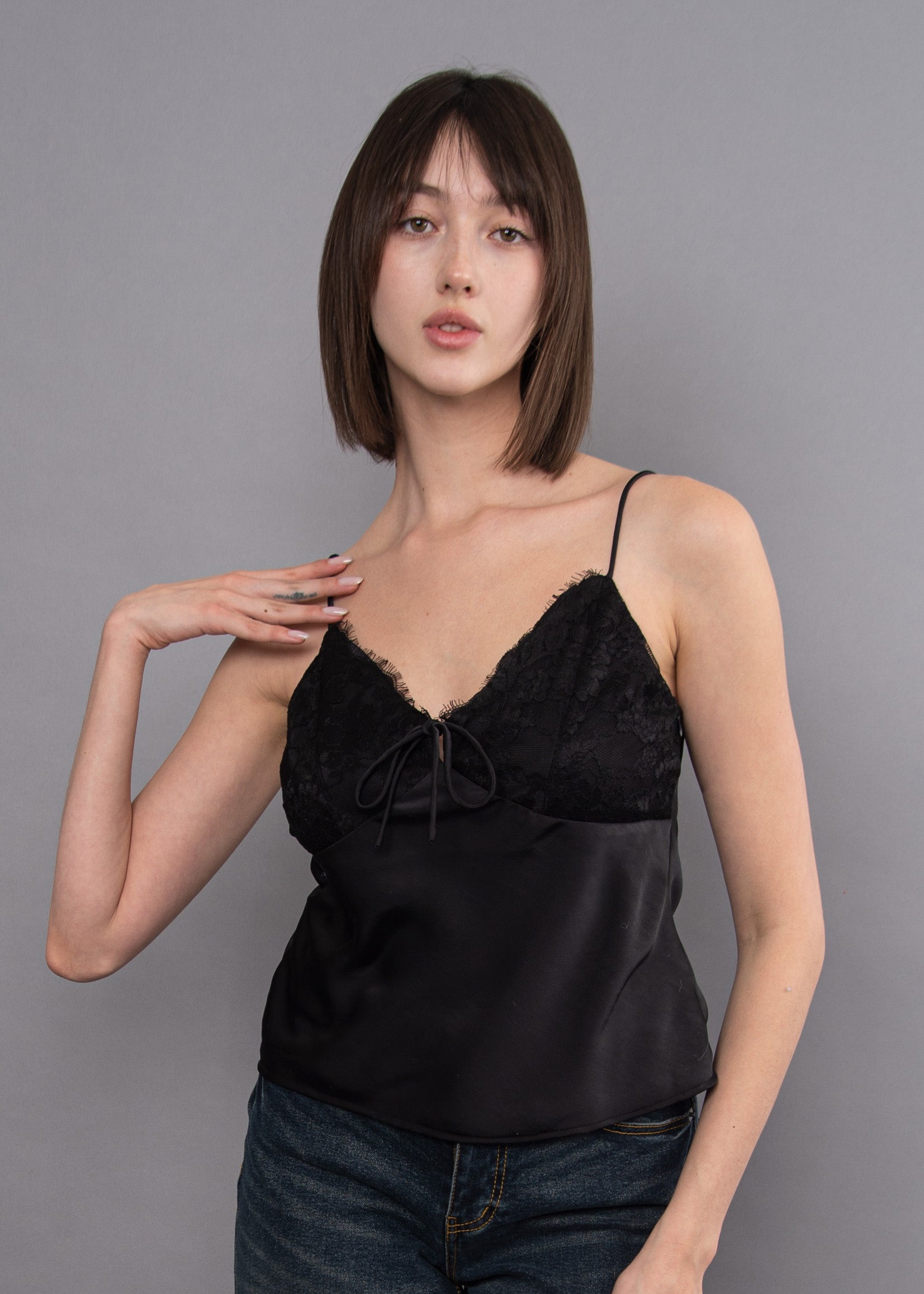 MARLI SATIN CAMI - BLACK