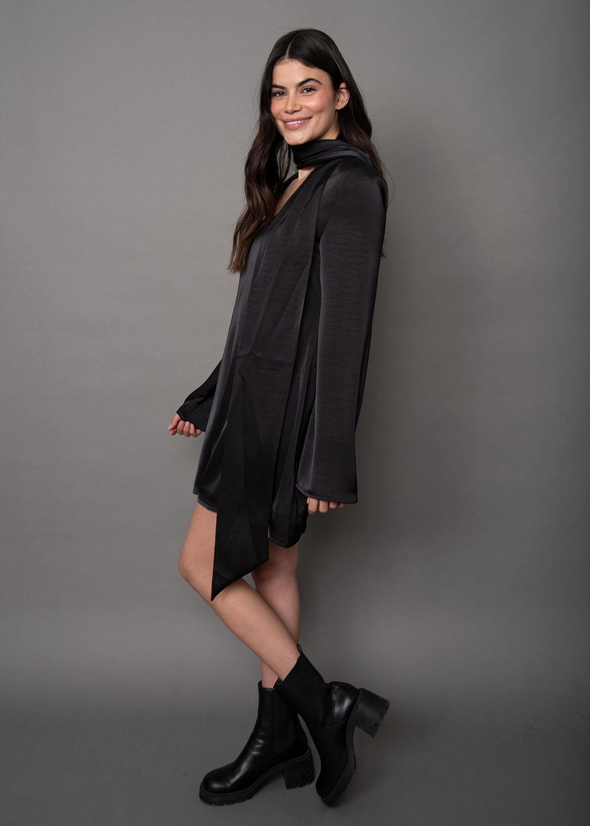 HEIZE SATIN MINI DRESS