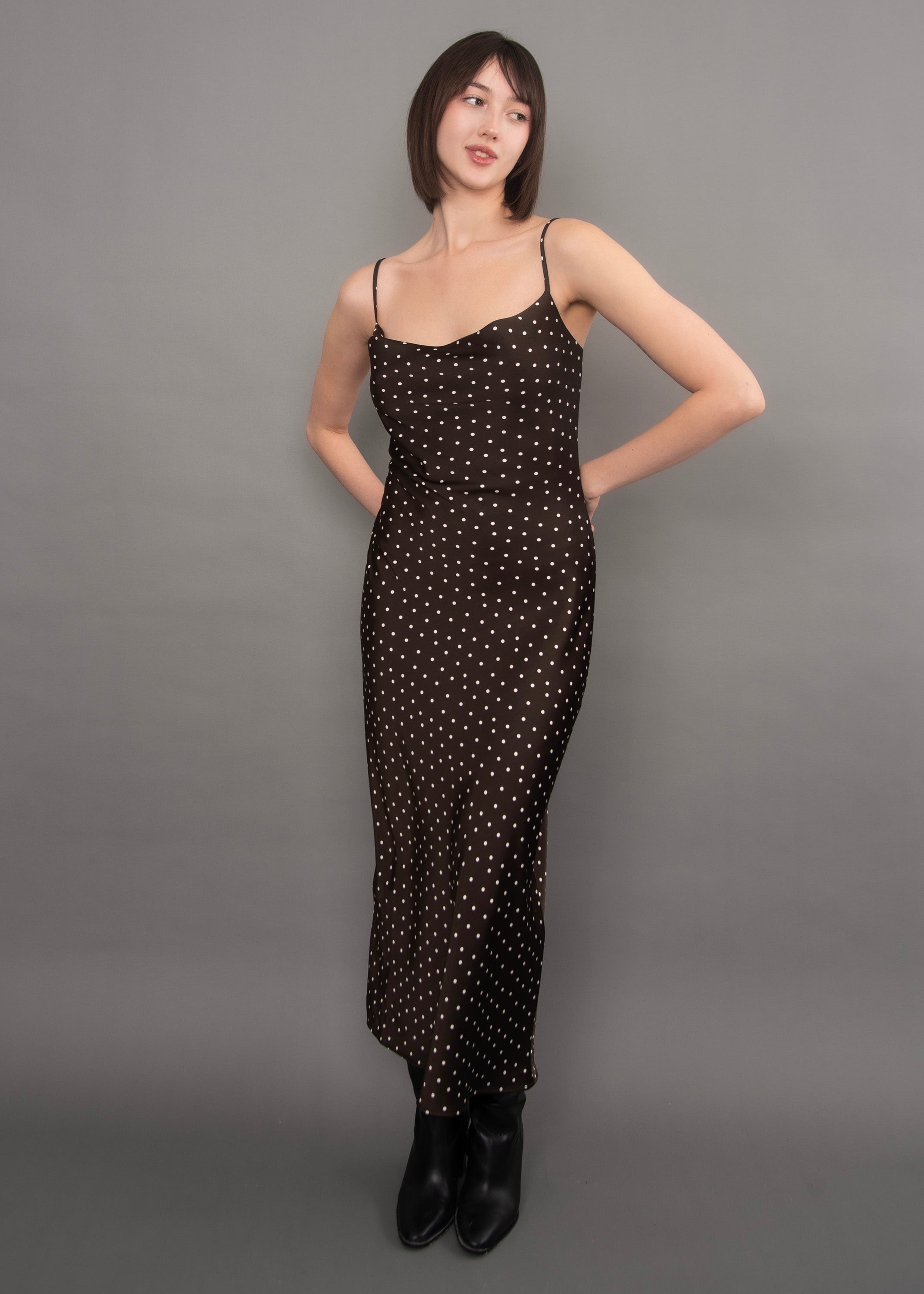 CARTIER POLKA PRINT SATIN DRESS