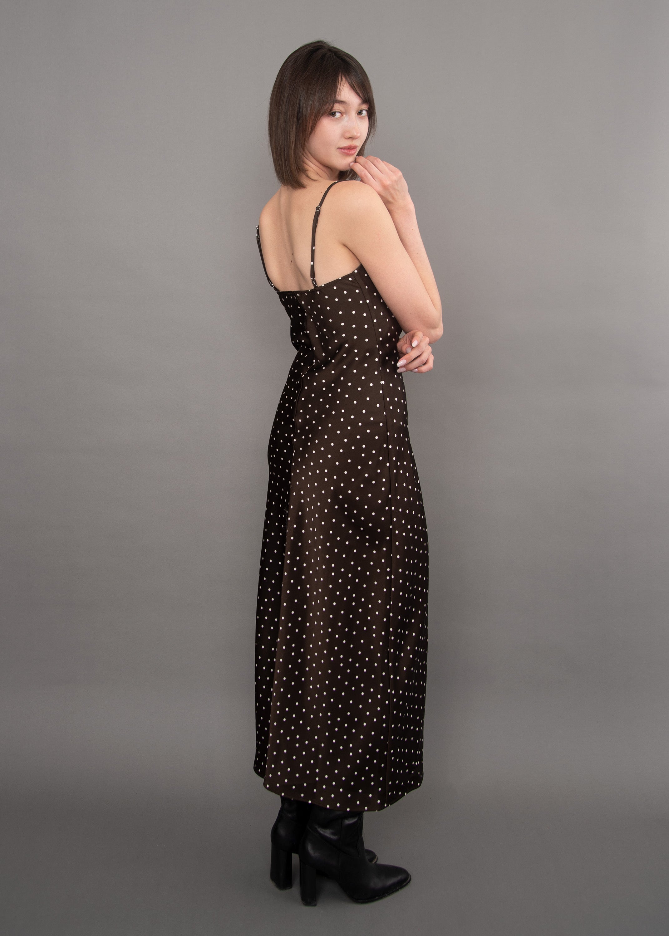 CARTIER POLKA PRINT SATIN DRESS