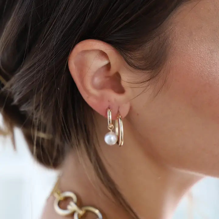 AUDREY PEARL HOOPS (TWO SIZES)