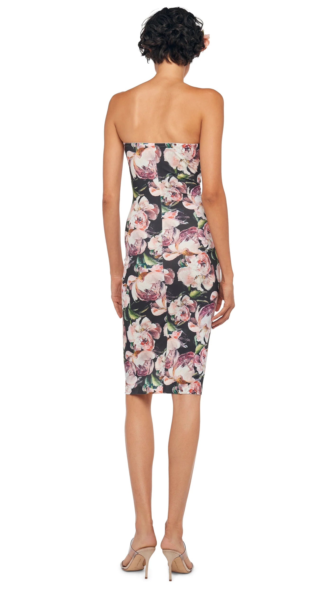 STRAPLESS SHIRRED FRONT DRESS - PEONY