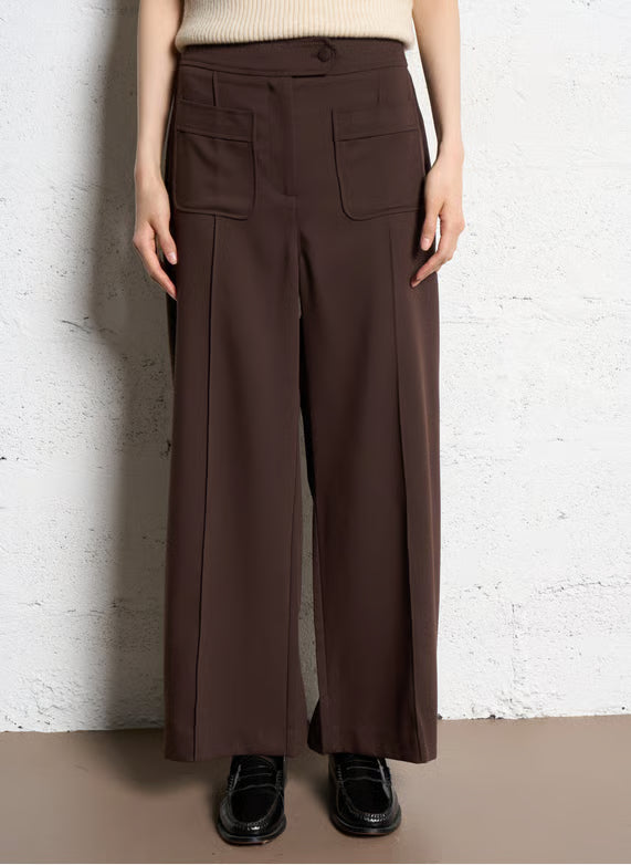 JERRY WIDE LEG PANT - CHOCOLATE