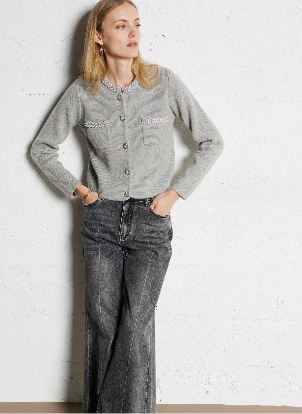 GARVI CARDIGAN - GRIS CHINE