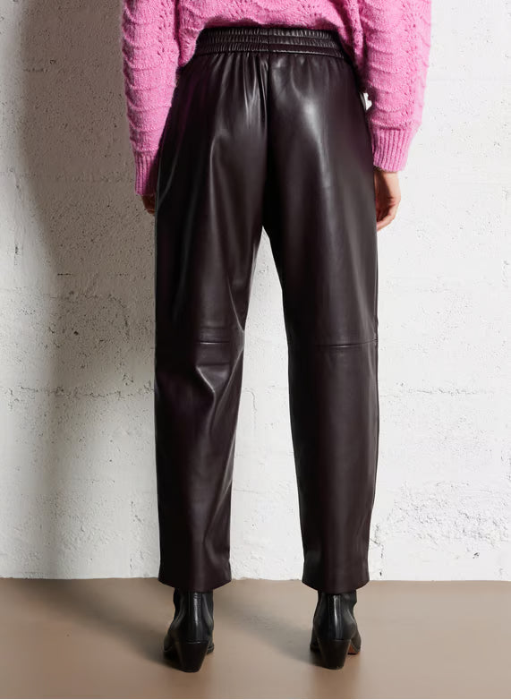 JOE LEATHER PANT - PRUNE