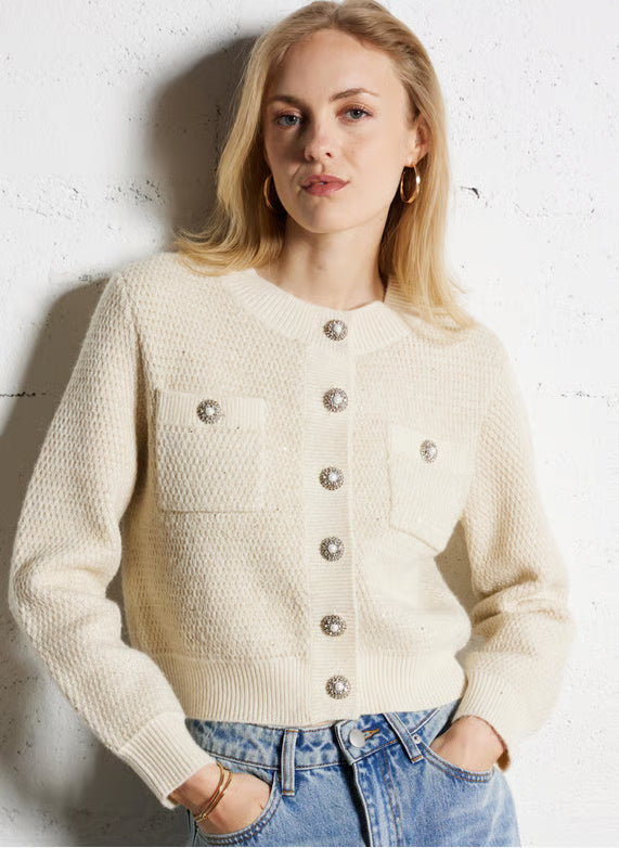 GABOR CARDIGAN - BLANC CASSE