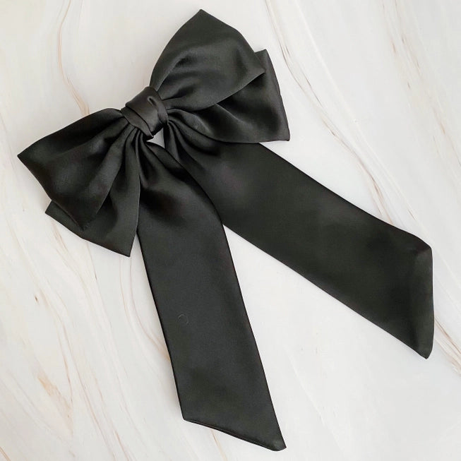 DOUBLE SATIN BOW HAIR CLIP (VARIOUS COLOURS)