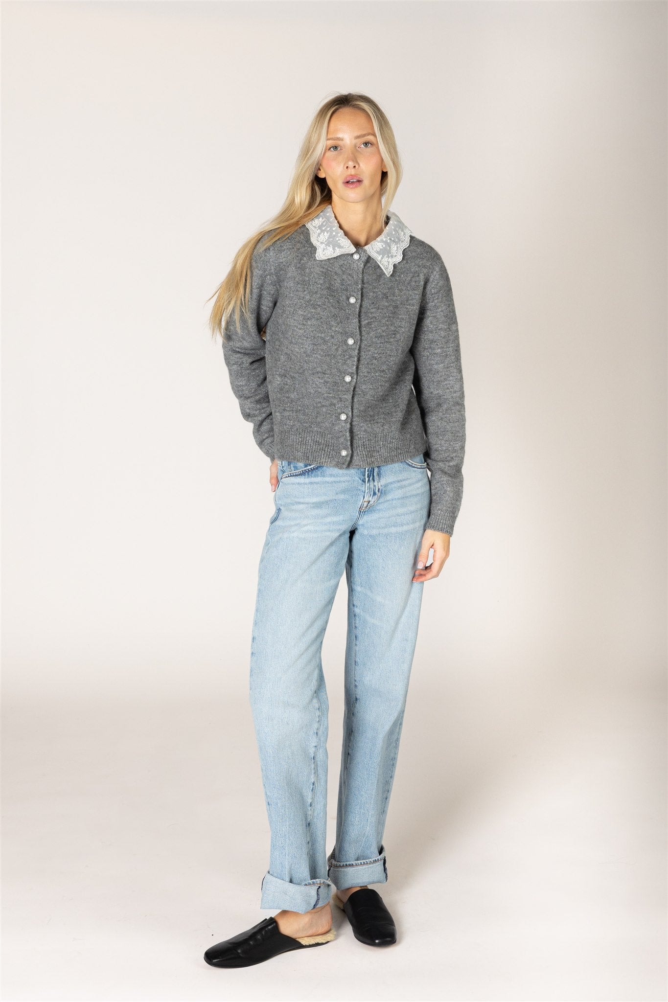 AISHA LACE COLLAR CARDIGAN
