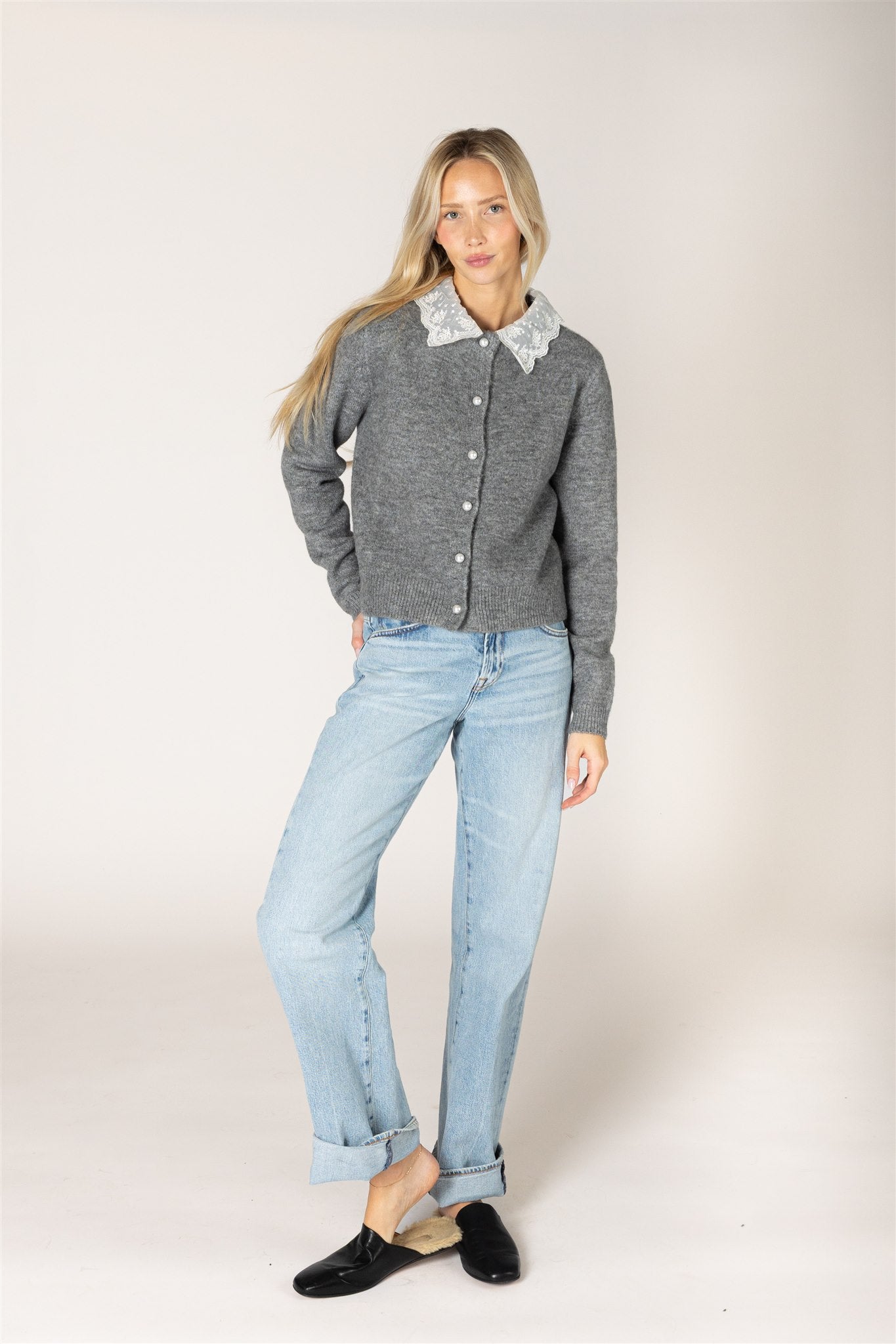 AISHA LACE COLLAR CARDIGAN