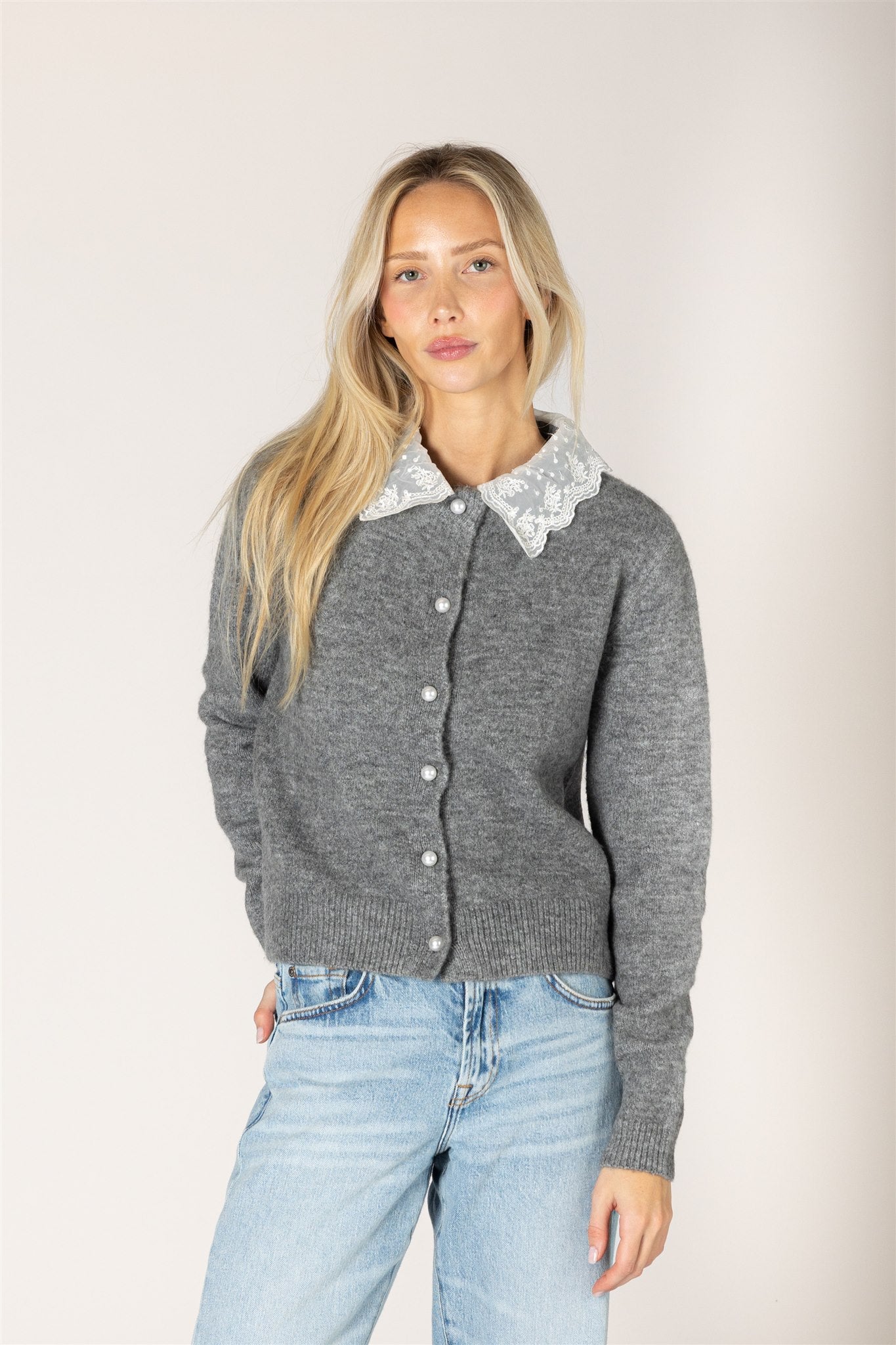 AISHA LACE COLLAR CARDIGAN