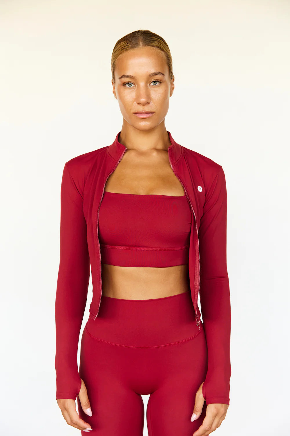 LUXE BALANCE ZIP UP JACKET - DARK CHERRY