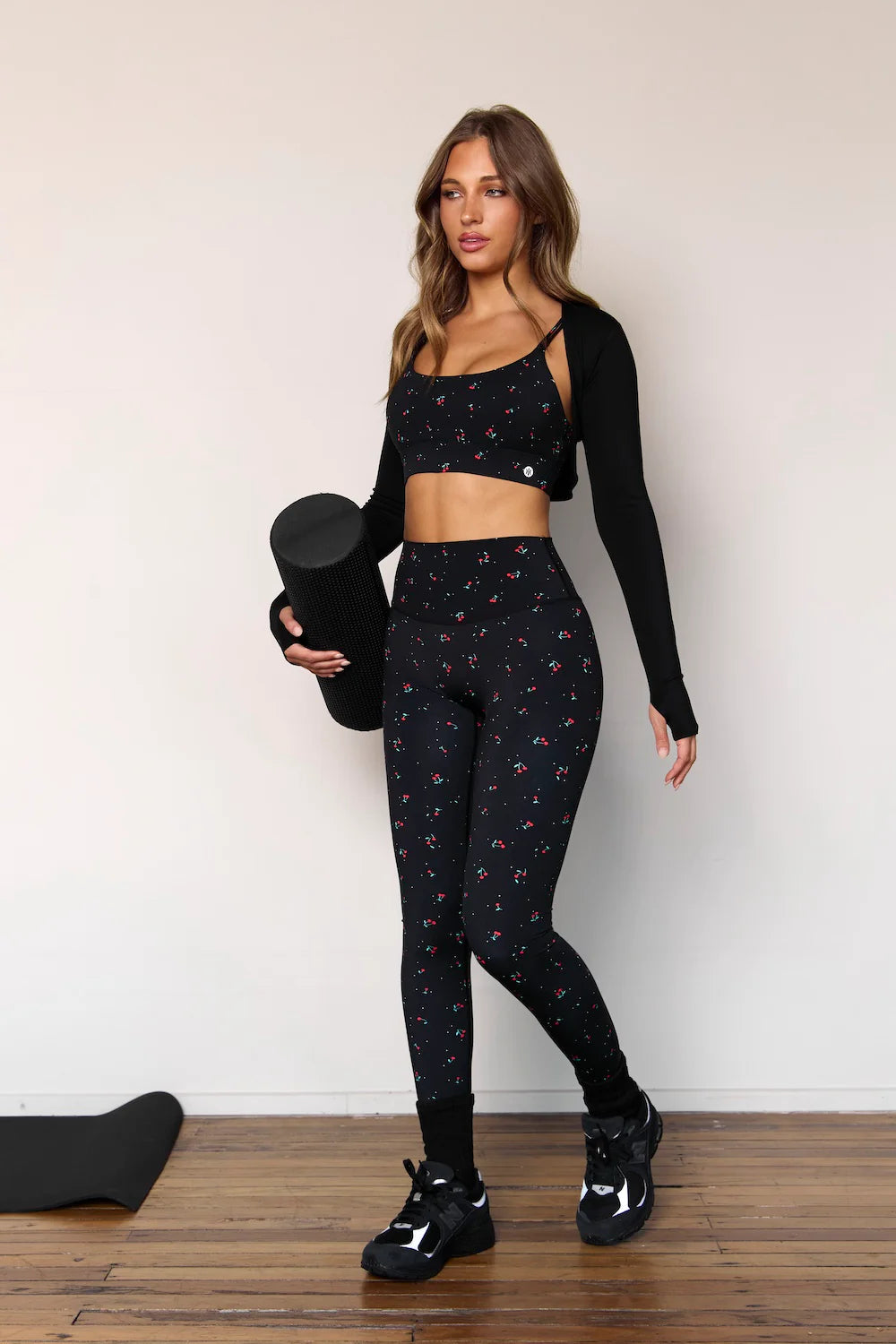 LUXE BLOSSOM FULL LENGTH LEGGING - BLACK CHERRY