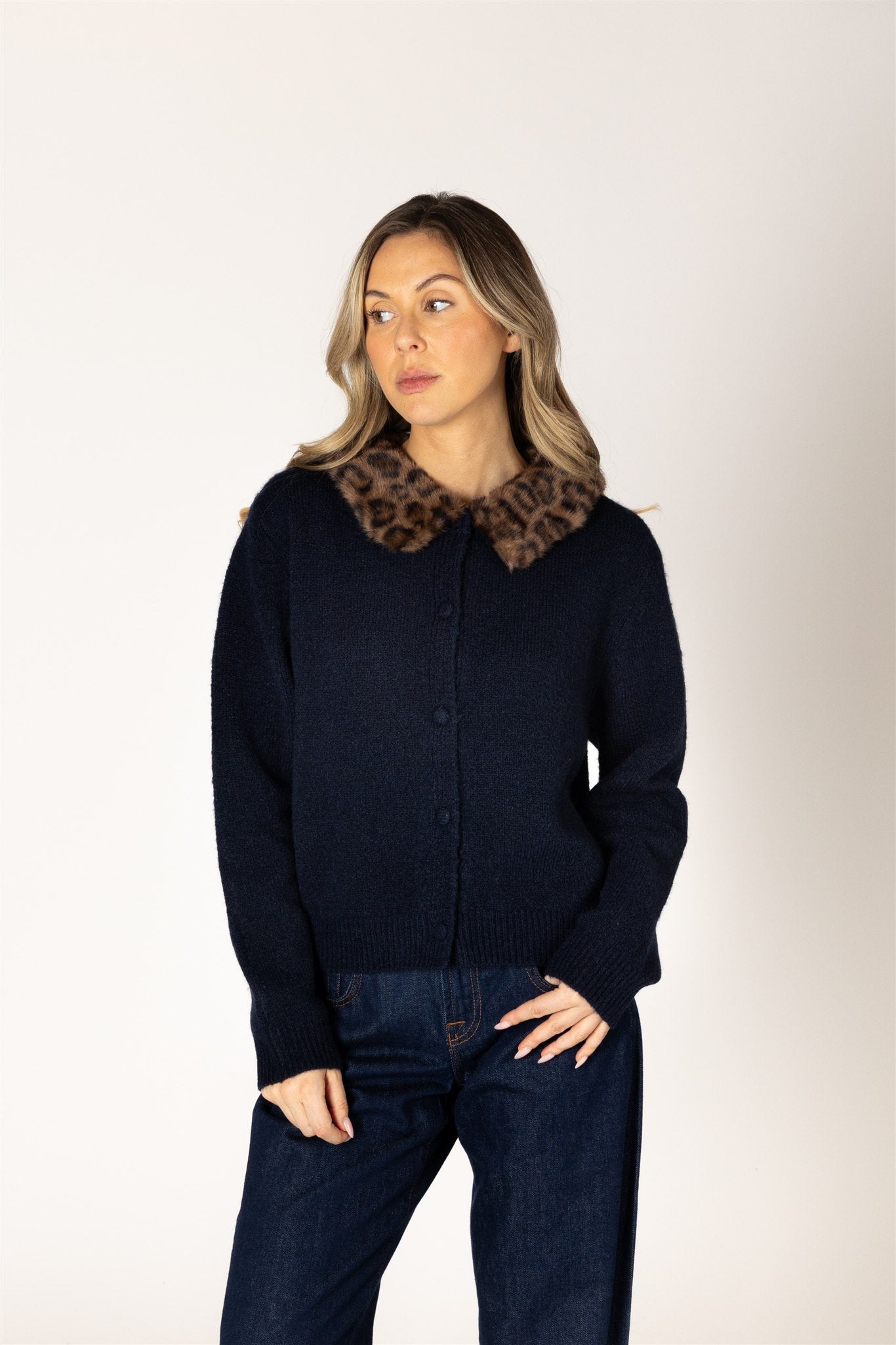 AURORA FUR COLLAR CARDIGAN