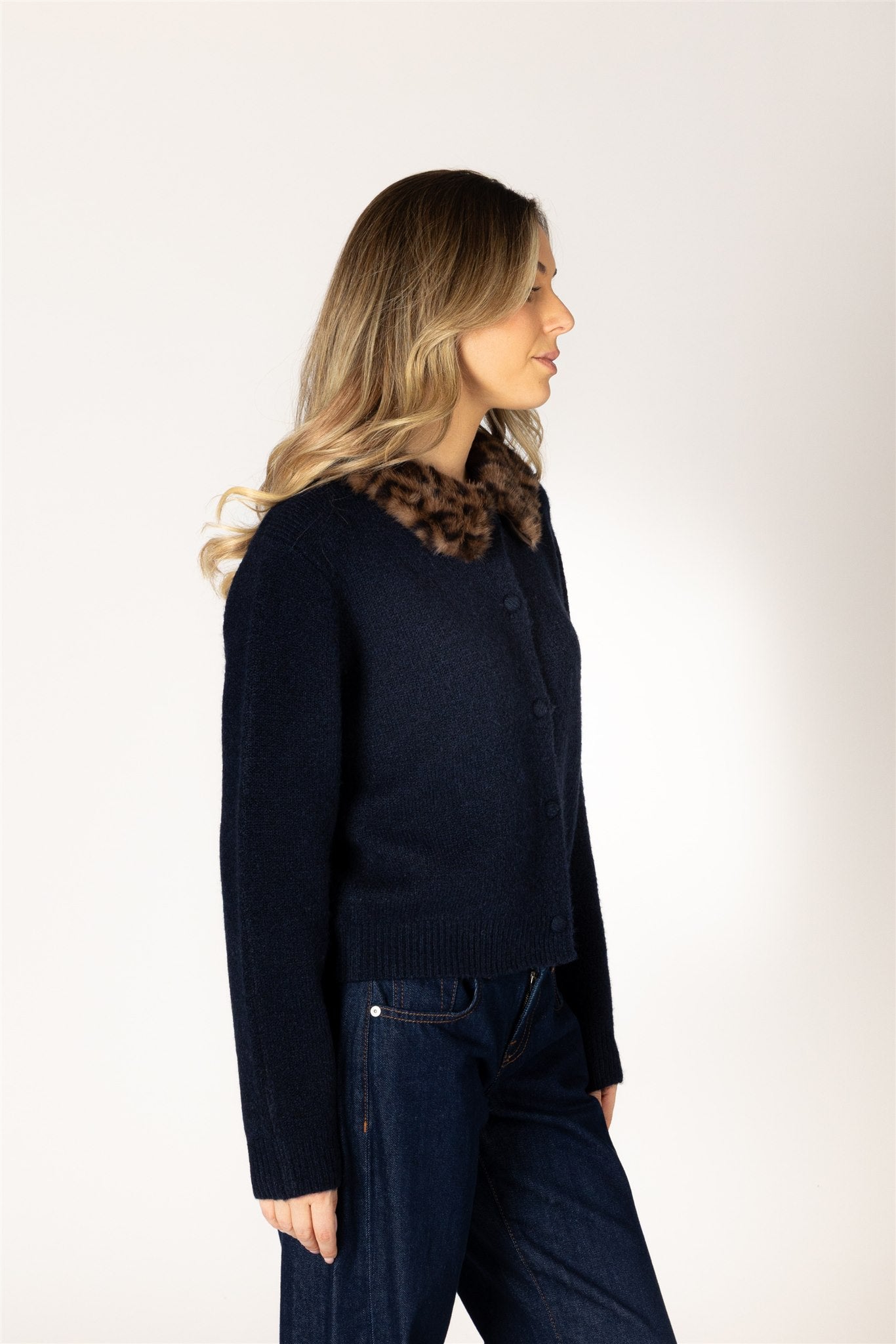 AURORA FUR COLLAR CARDIGAN