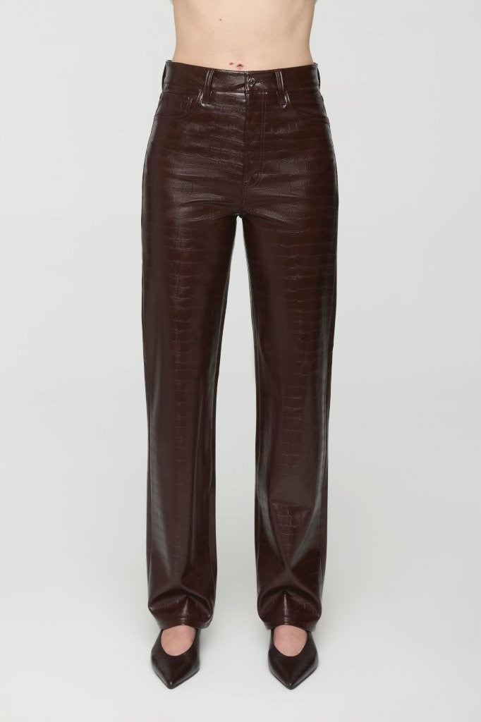 CASSIE SUPER HIGH RISE STRAIGHT PANT - BURGUNDY CROC