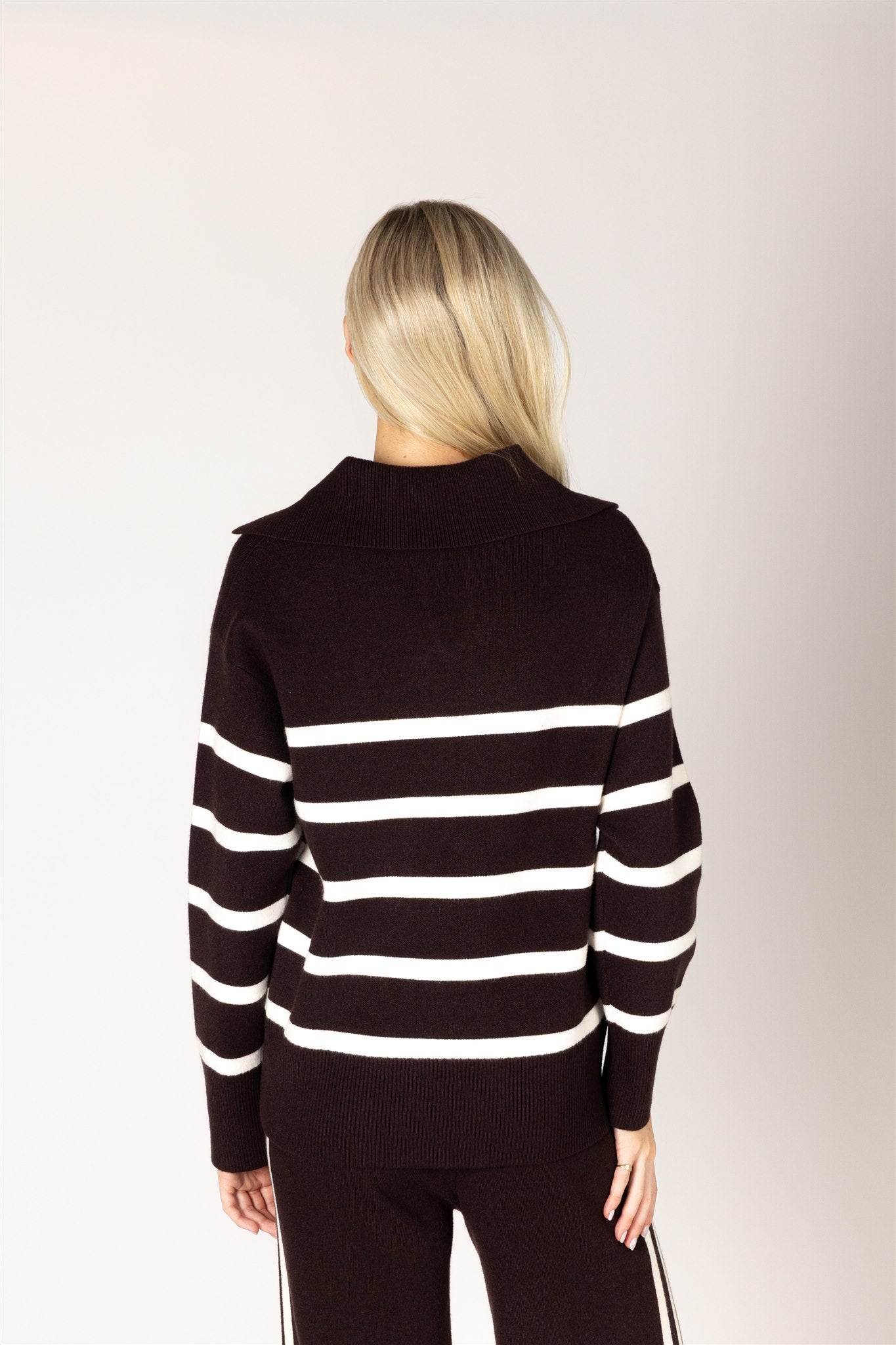 BELLA STRIPE POLO - ESPRESSO