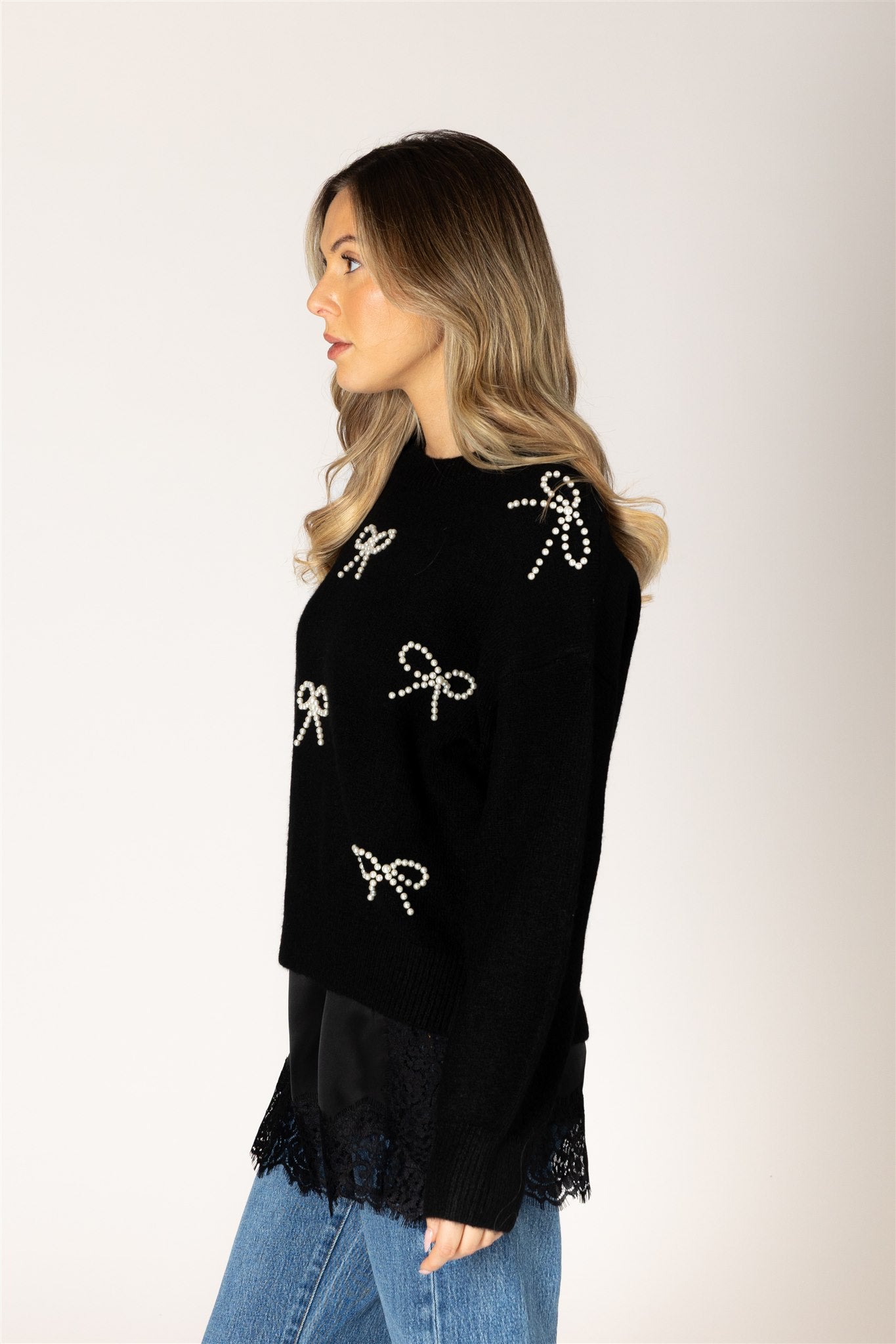 BOWS PEARL BOW SWEATER