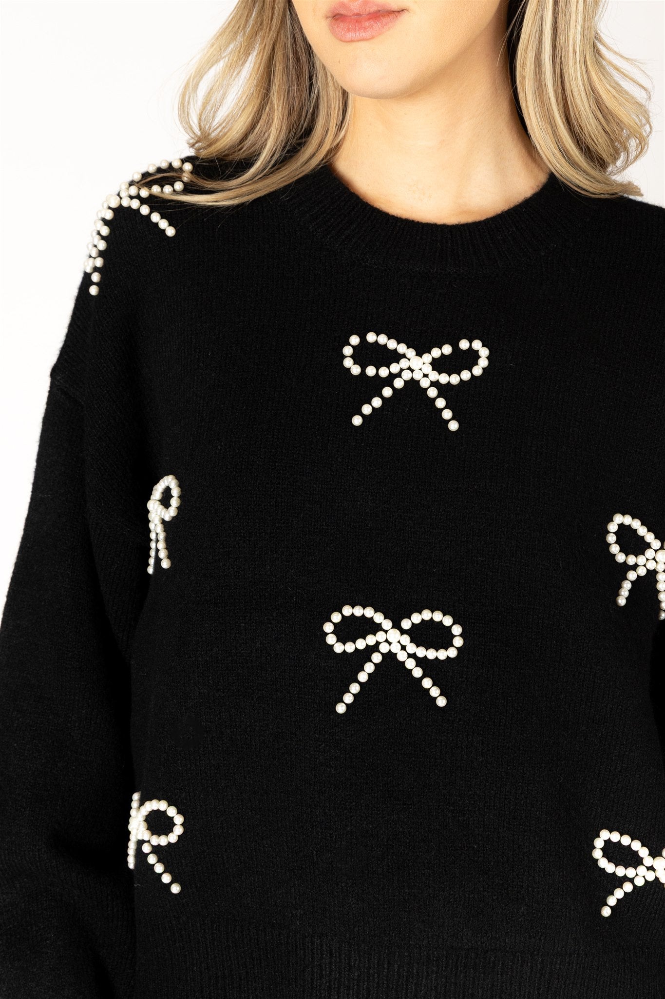 BOWS PEARL BOW SWEATER