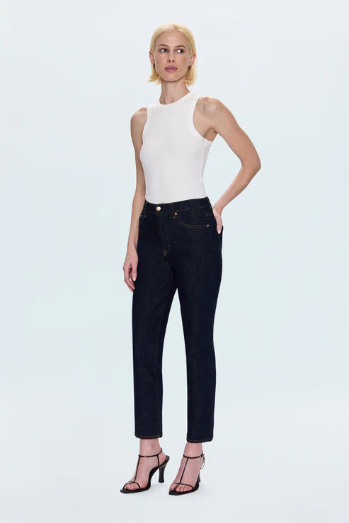 BRI ANKLE HIGH RISE SLIM STRAIGHT JEAN - NIGHTFALL