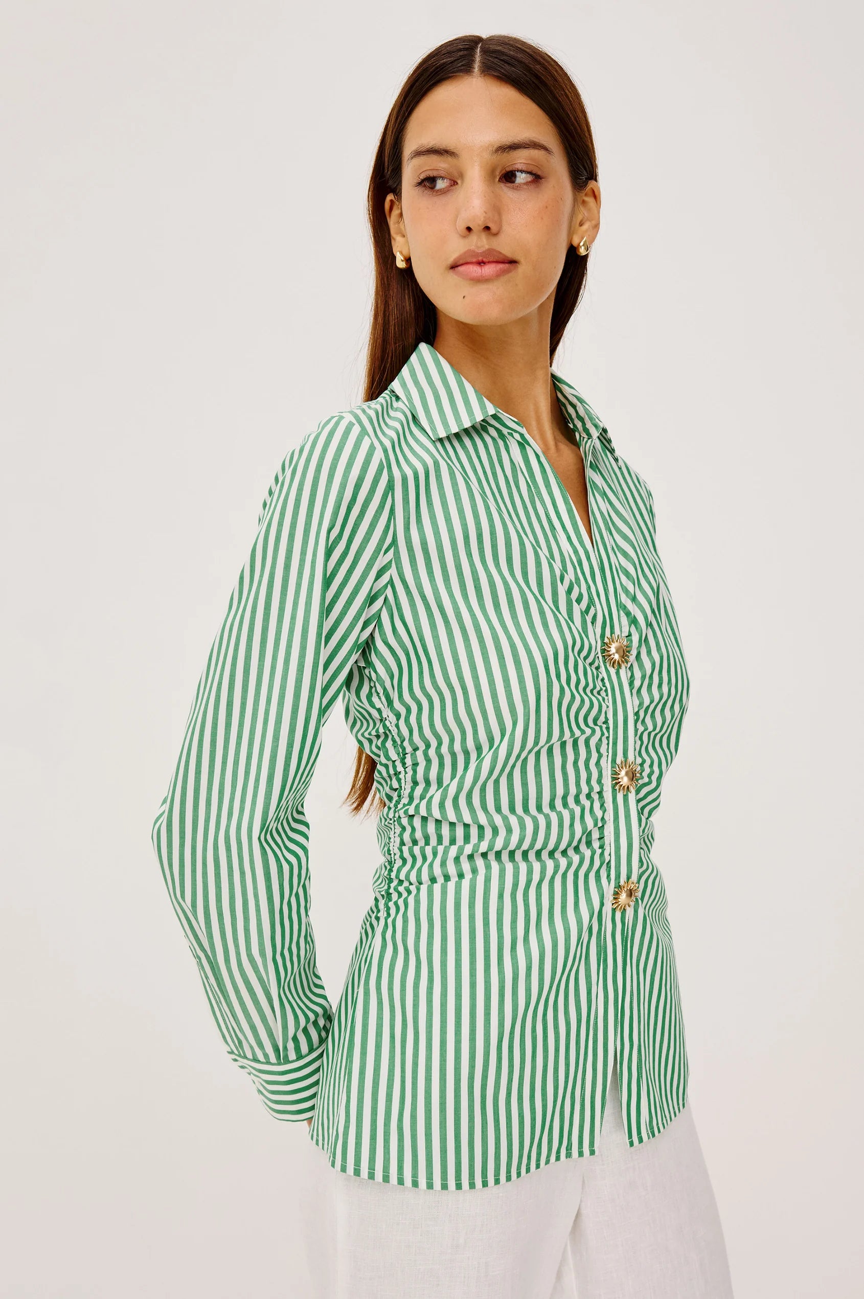 CARALYN SHIRT - EMERALD STRIPE