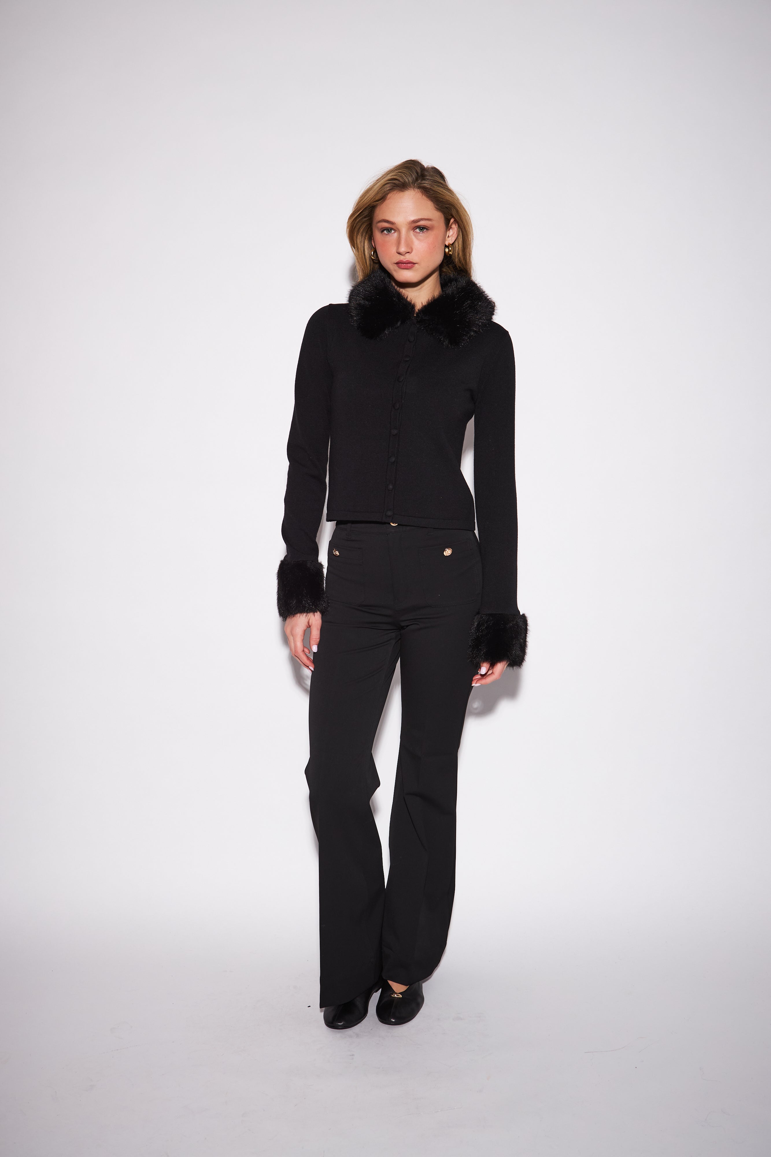 CLEMENTINE CARDIGAN - RICH CAVIAR