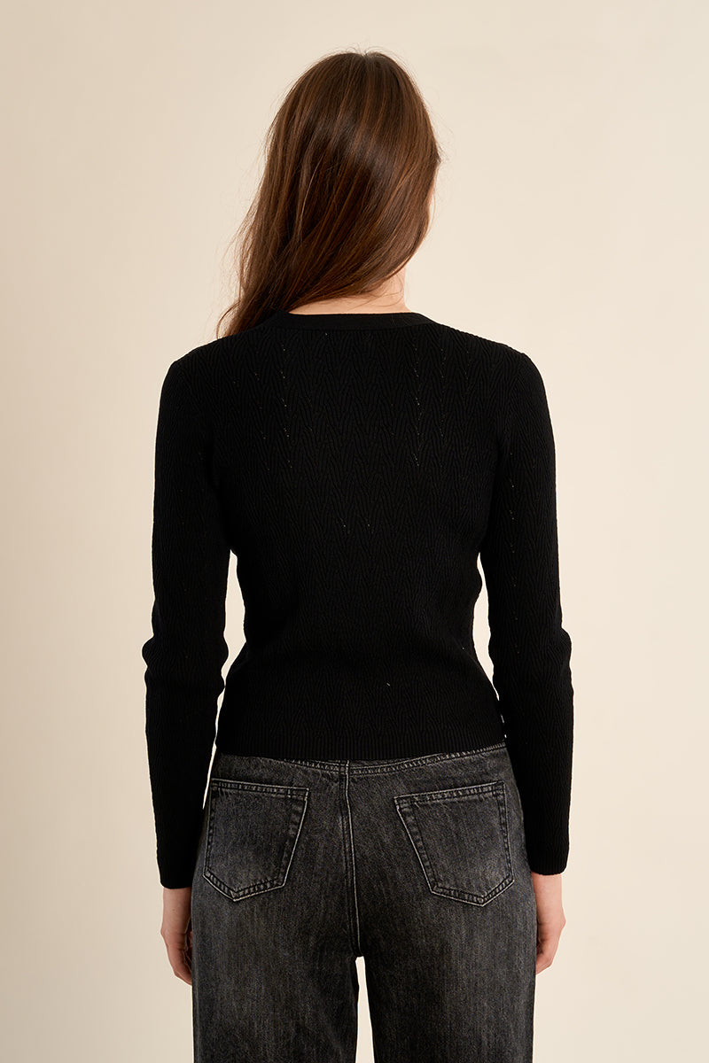 POINTELLE CARDIGAN - NOIR