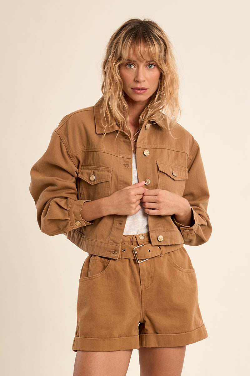 DENIM JACKET - CAMEL