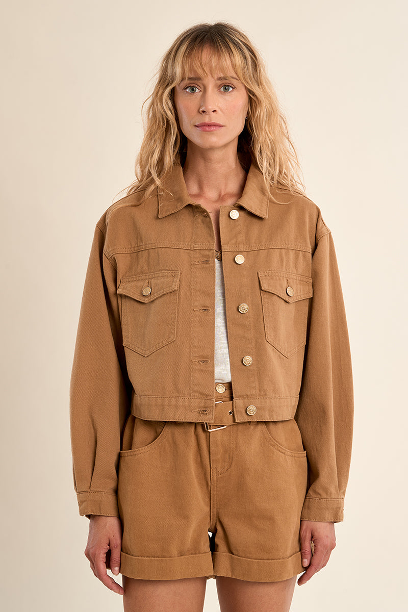 DENIM JACKET - CAMEL