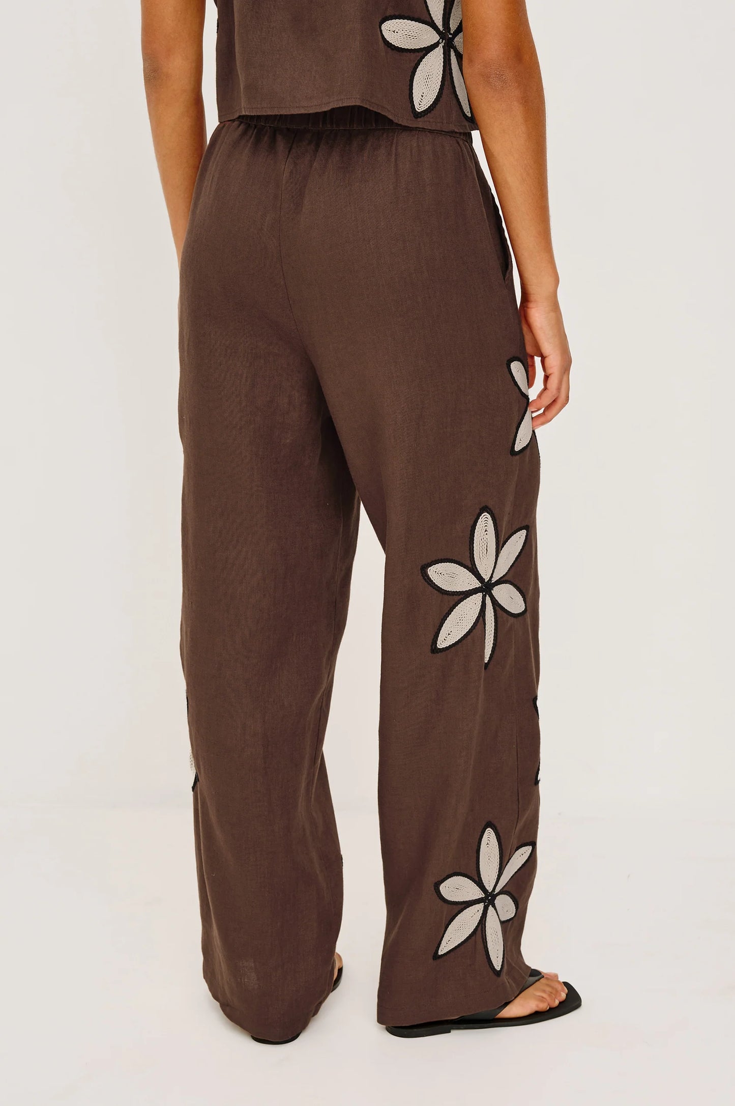 EMMIE PANT - COCOA FLORAL EMBROIDERY