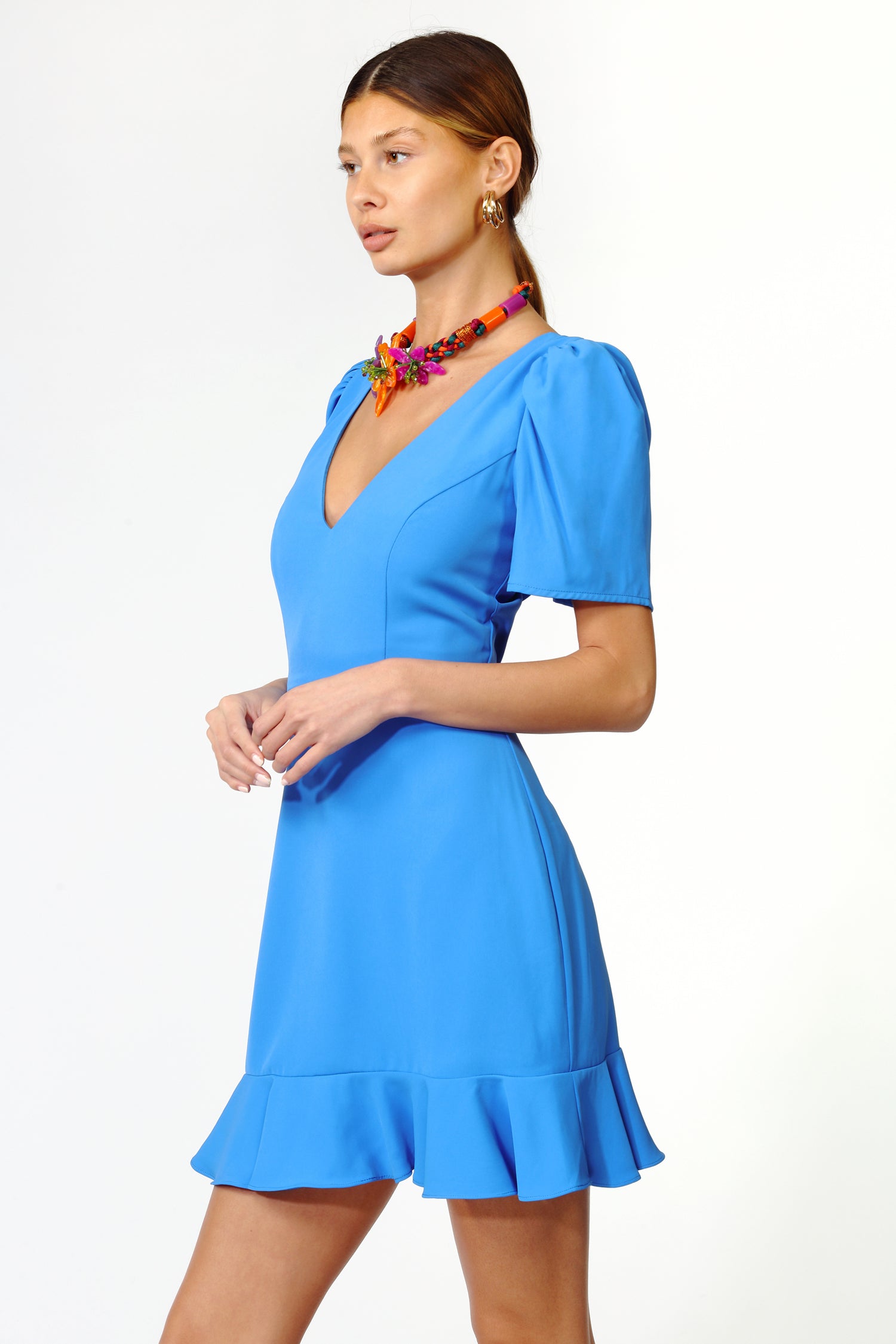 FREIJA PUFF SLEEVE FIT & FLARE DRESS